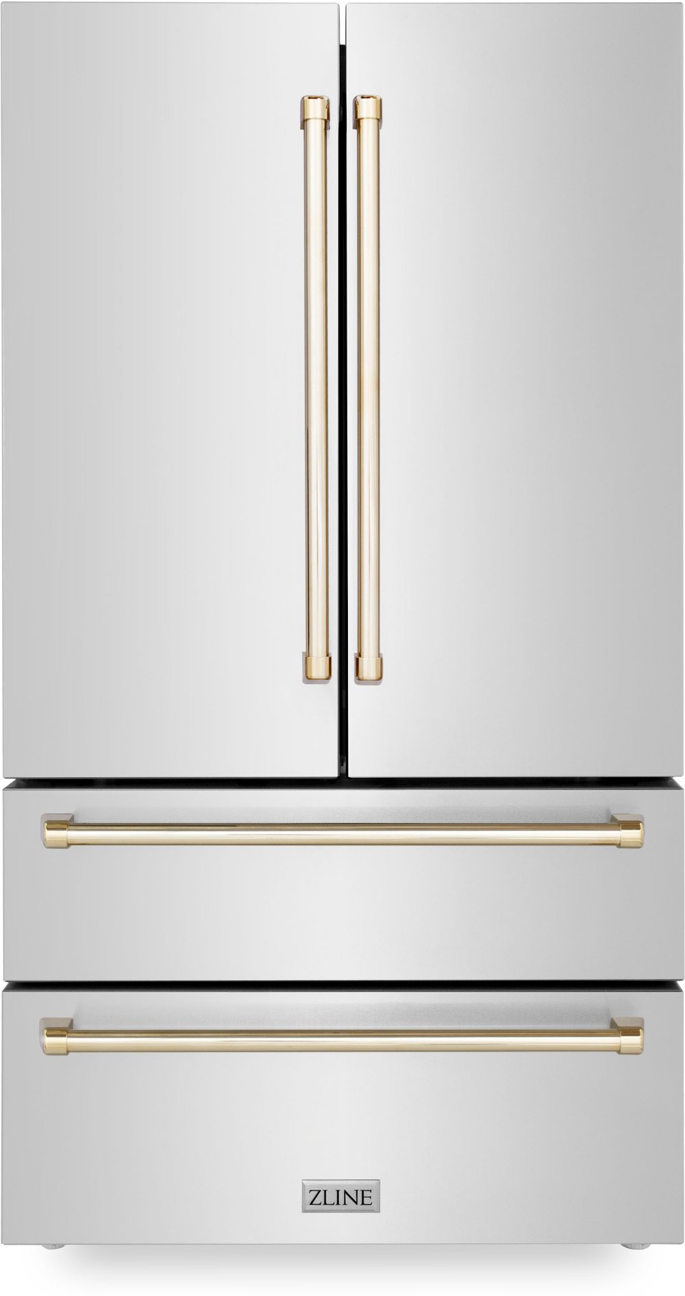 ZLINE 36" Autograph Edition 22.5 cu ft French Door Refrigerator - Counter Depth Stainless Steel & Gold