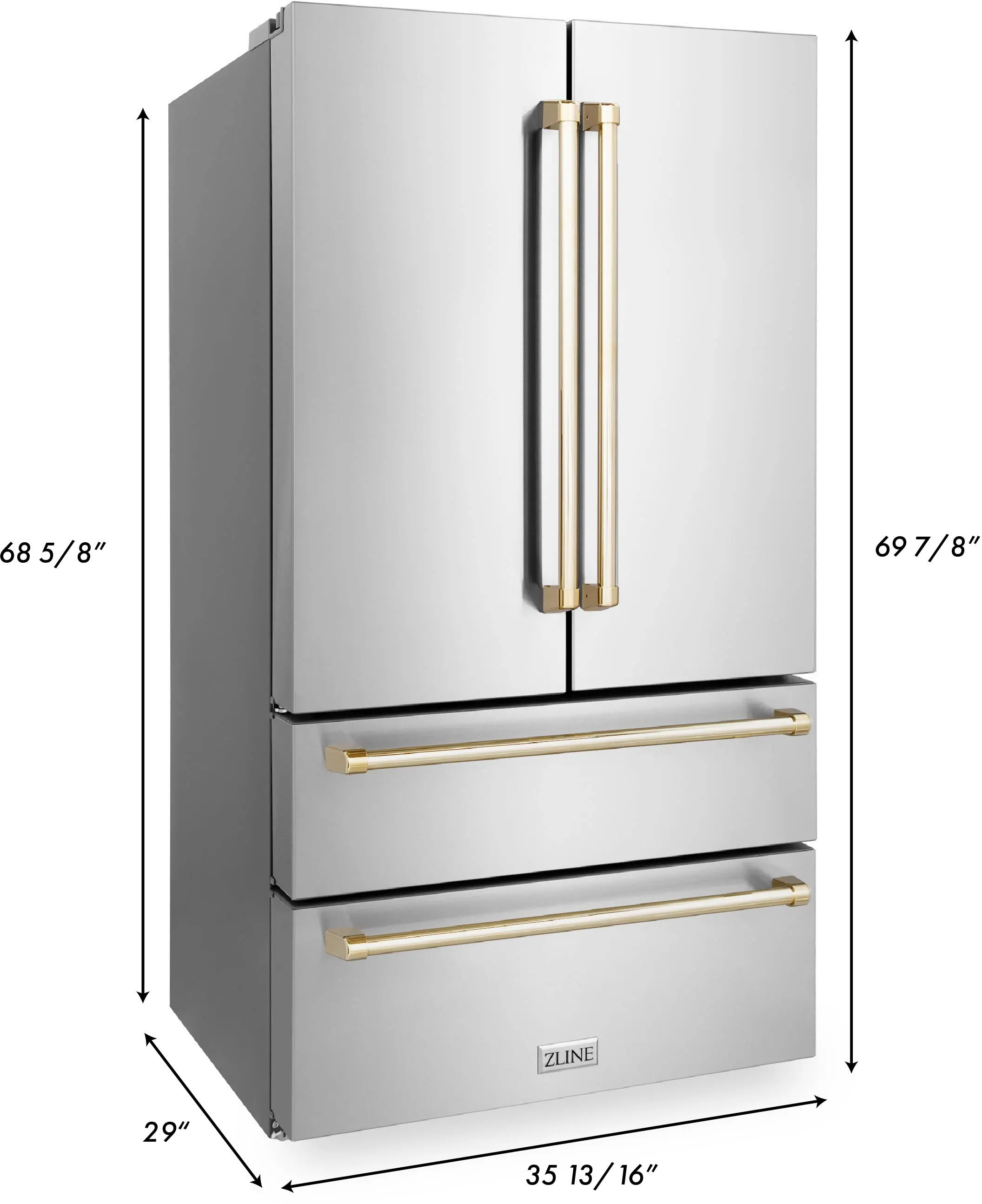 RFMZ-36-G ZLINE 36  Autograph Edition 22.5 cu ft French Door Refrigerator - Counter Depth, Stainless Steel & Gold-6