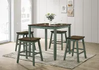 IDF-3124GRPT5PK Silva Antique Green 5 Piece Counter Height Dining Set