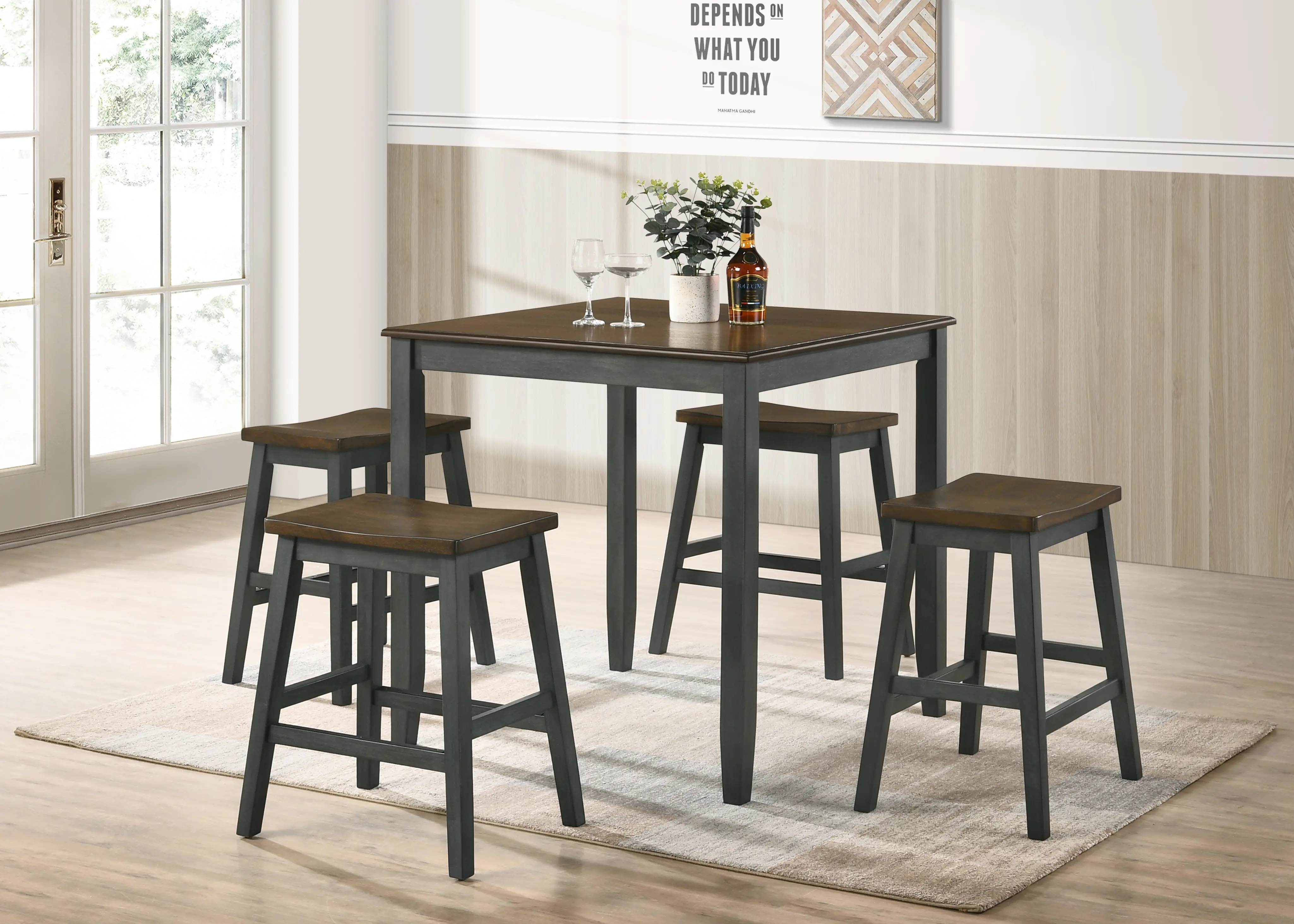 IDF-3124GYPT5PK Silva Antique Gray 5 Piece Counter Height Dining Set-2
