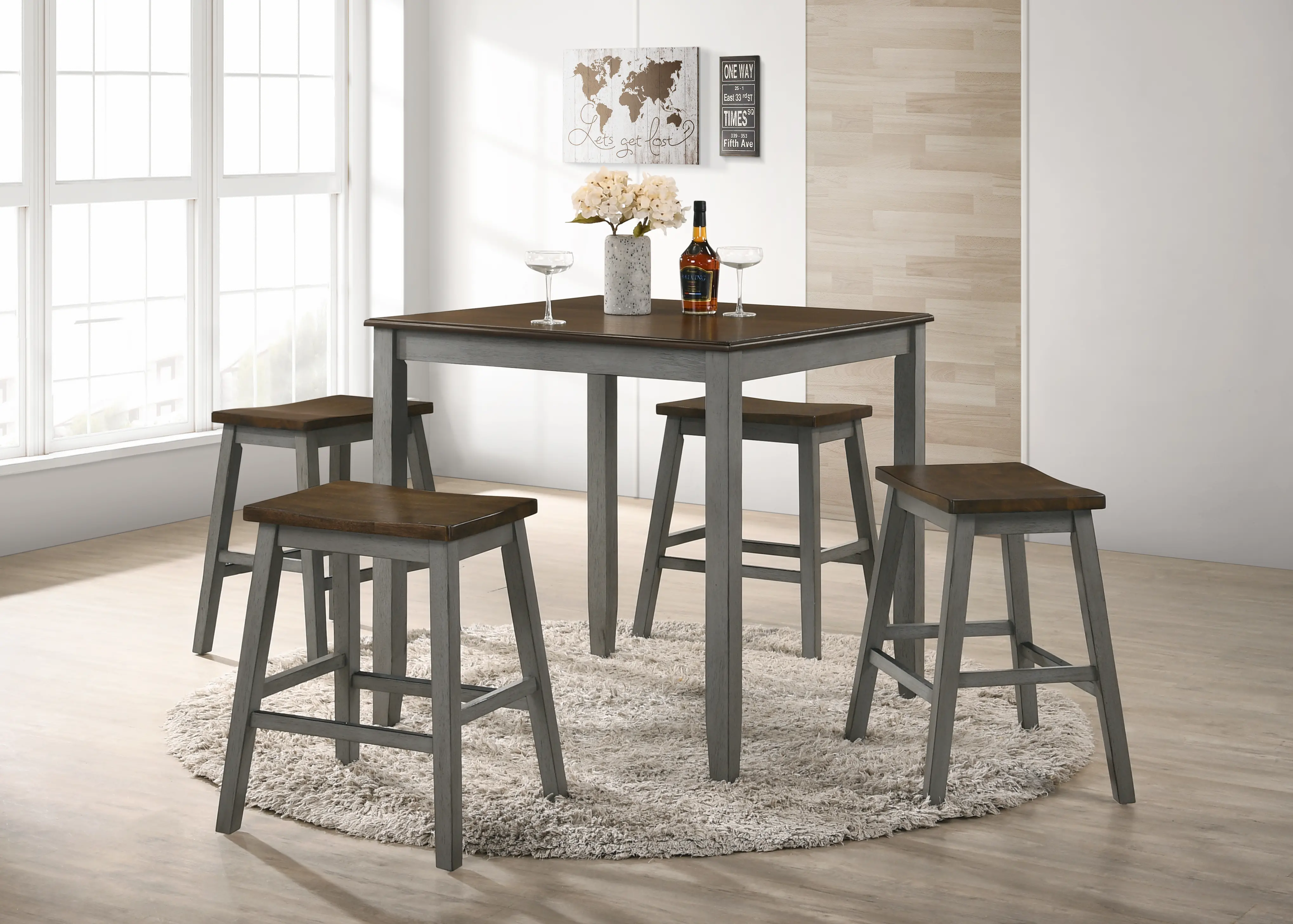 IDF-3124LGPT5PK Silva Gray 5 Piece Counter Height Dining Set-2