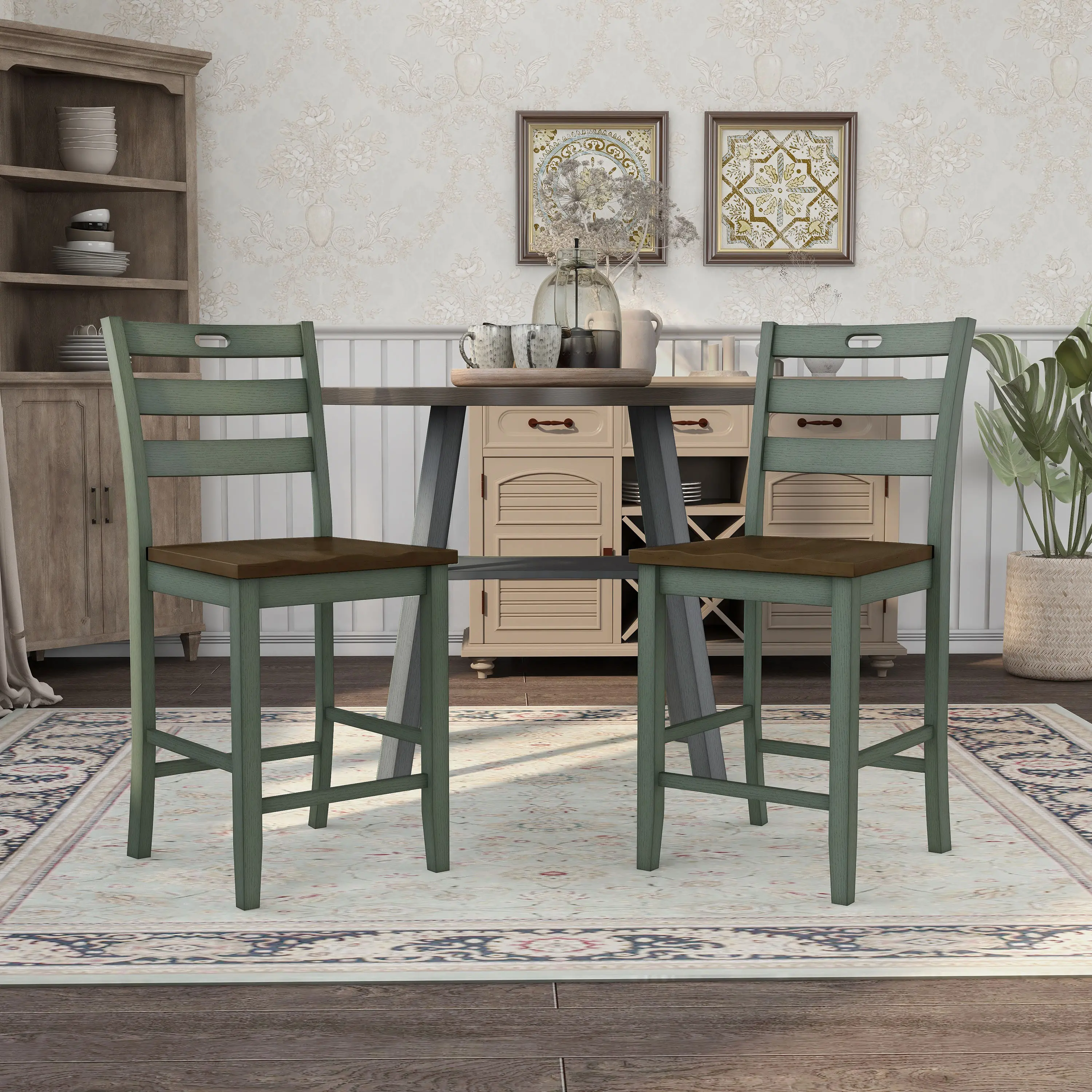 IDF-3125GR-PC Elda Green Counter Height Stool, Set of 2-2