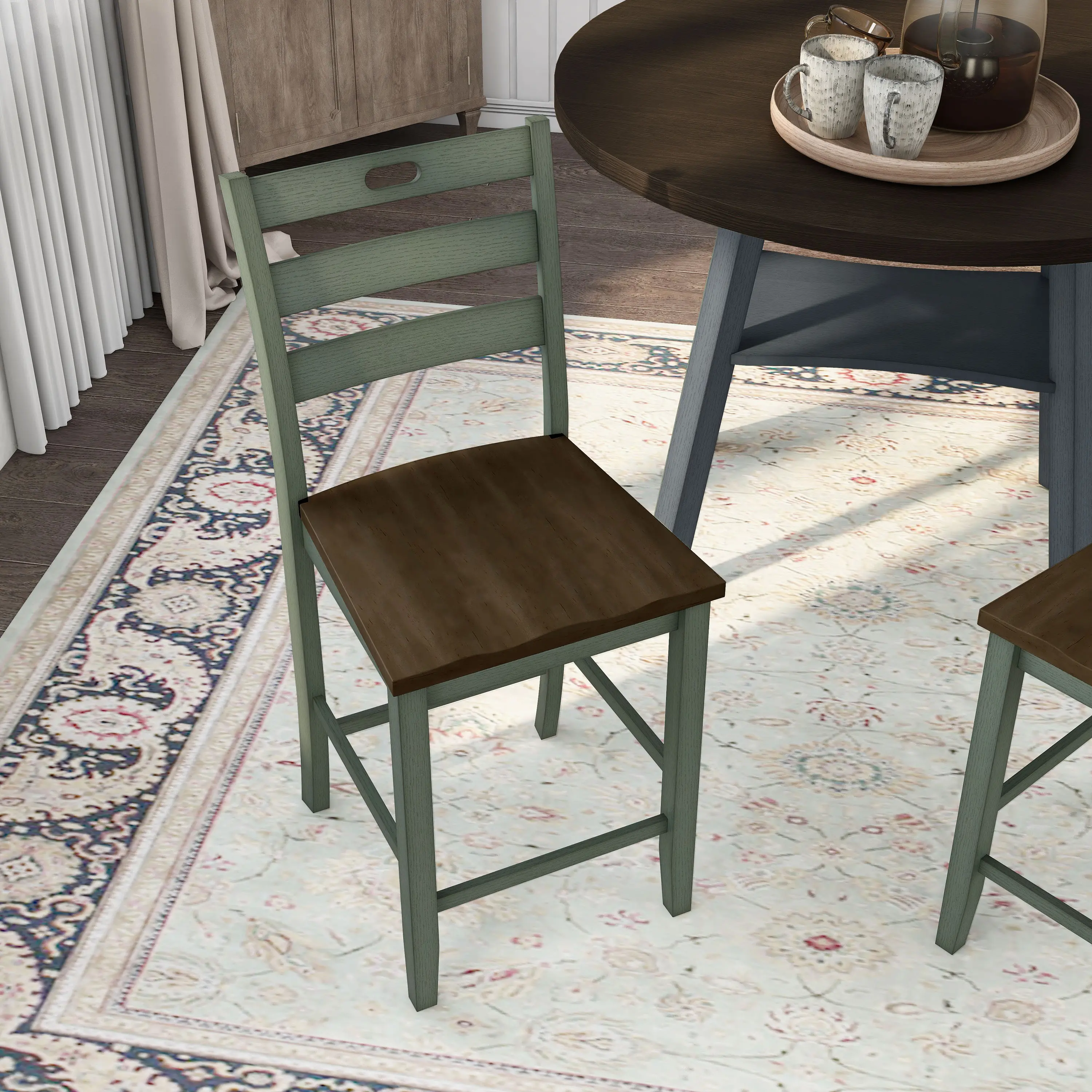IDF-3125GR-PC Elda Green Counter Height Stool, Set of 2-3