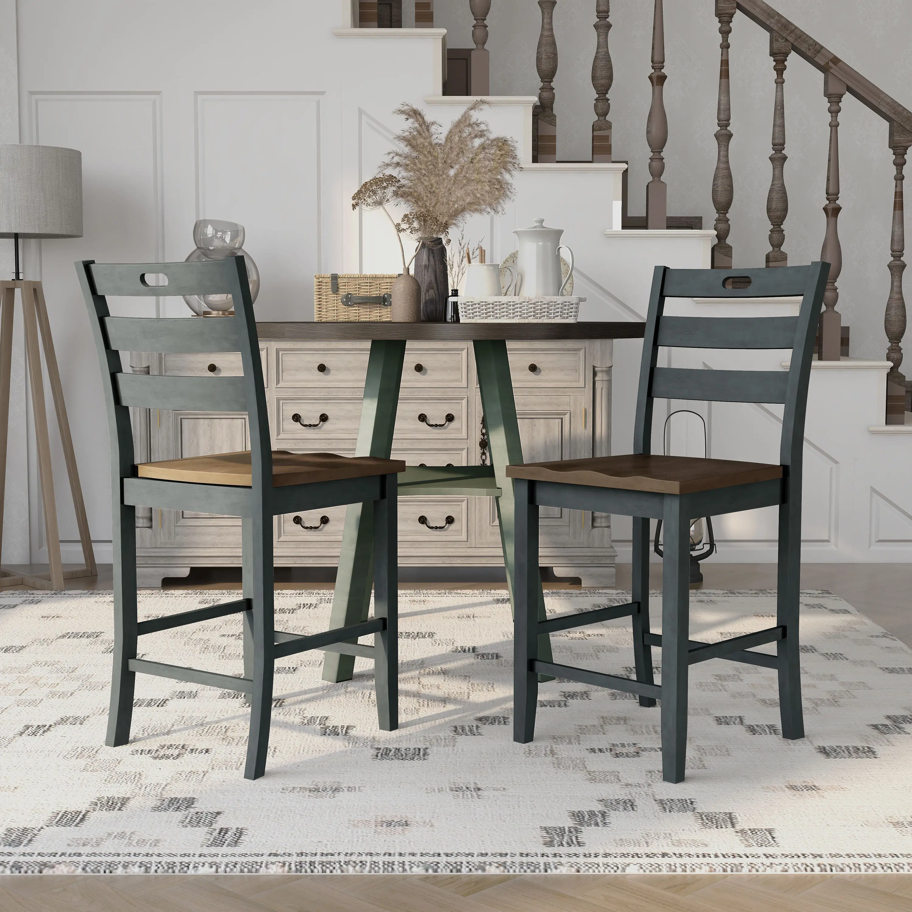 IDF-3125GY-PC Elda Dark Gray Counter Height Stool, Set of 2-2