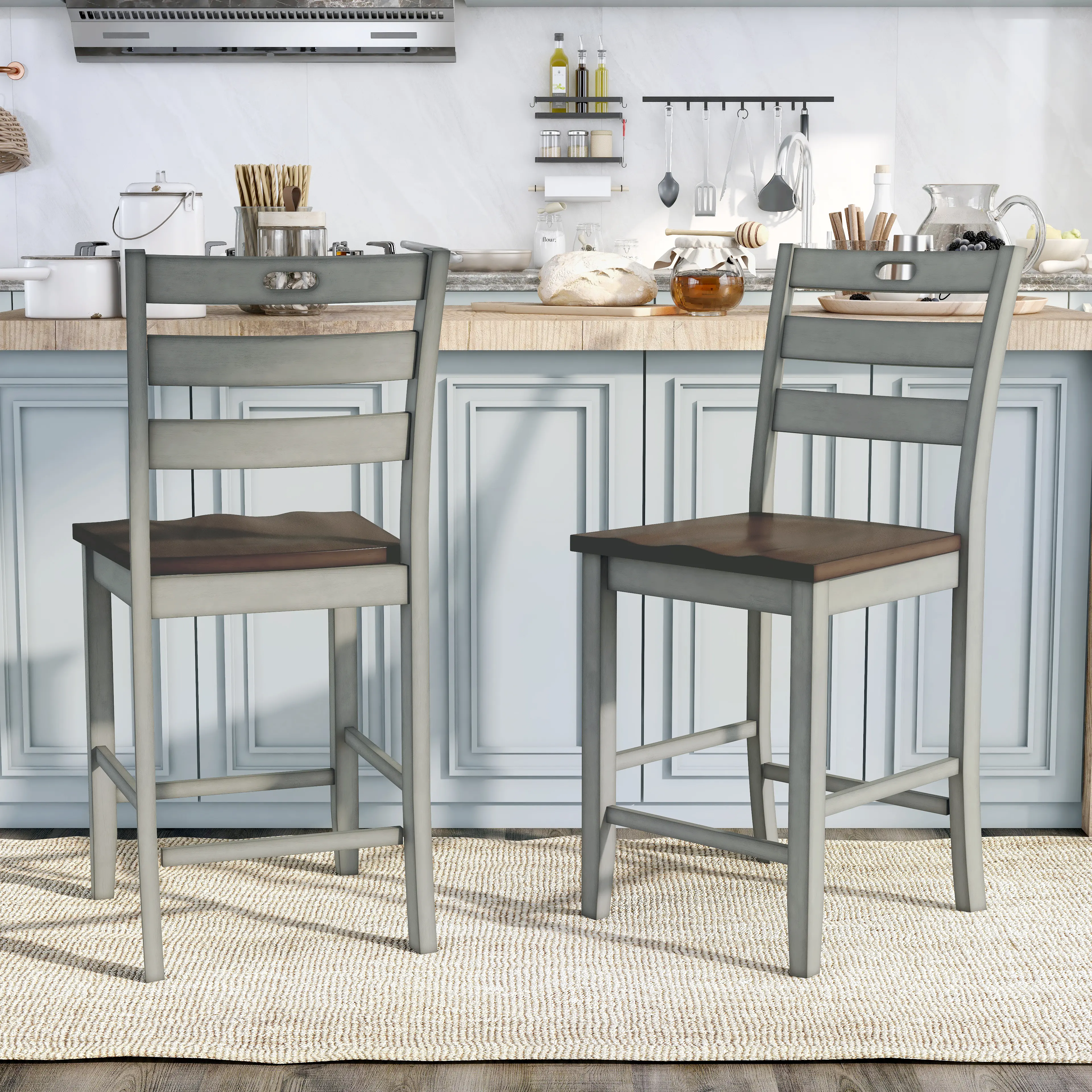 IDF-3125LG-PC Elda Light Gray Counter Height Stool, Set of 2-2