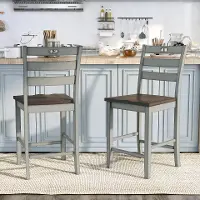 IDF-3125LG-PC Elda Light Gray Counter Height Stool, Set of 2