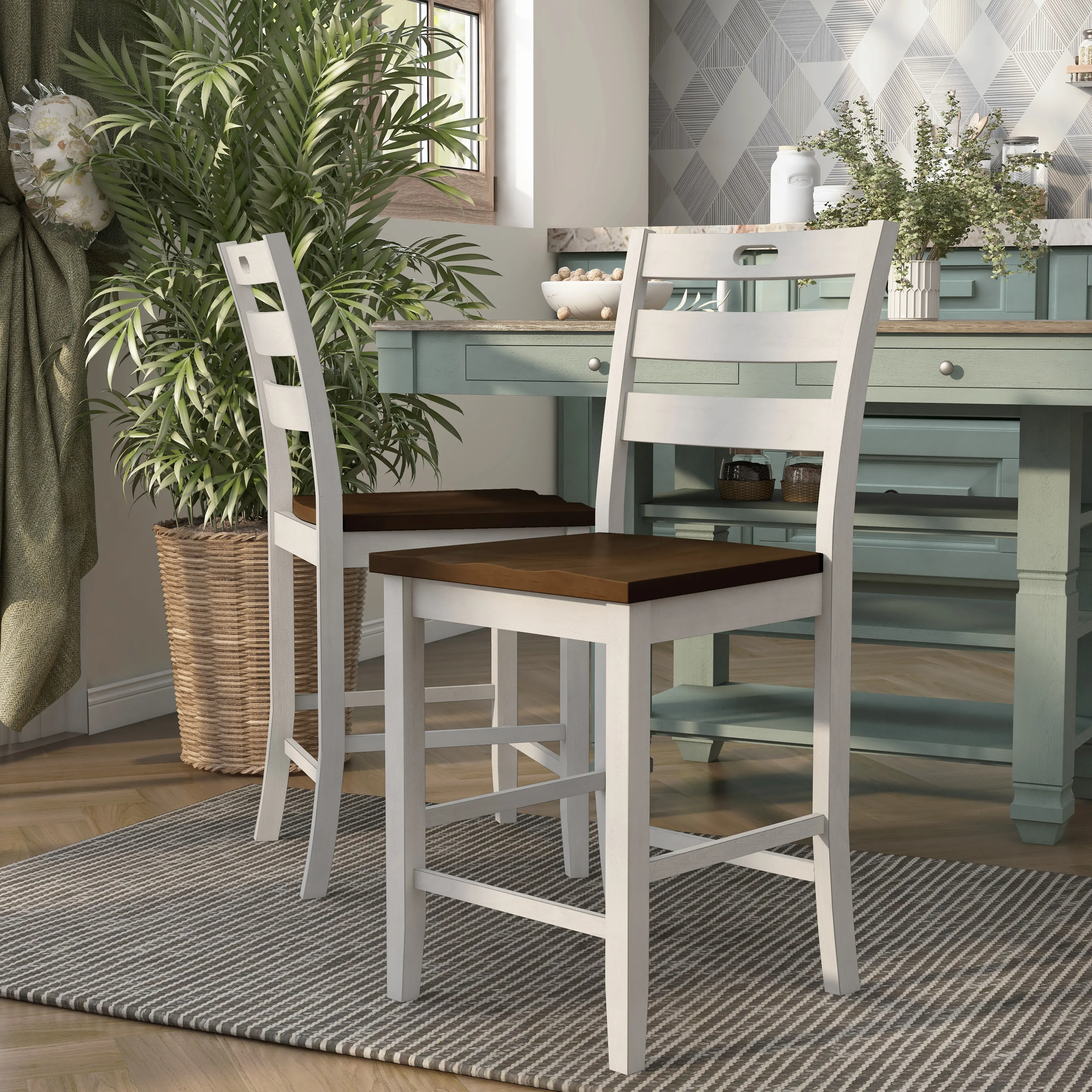 IDF-3125WH-PC Elda White Counter Height Stool, Set of 2-2