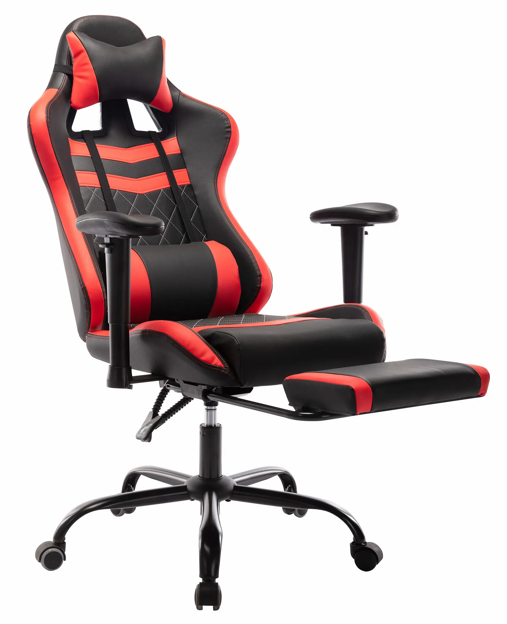 IDF-6006-RD Nosse Faux Leather Red and Black Swivel Gaming Chair-4