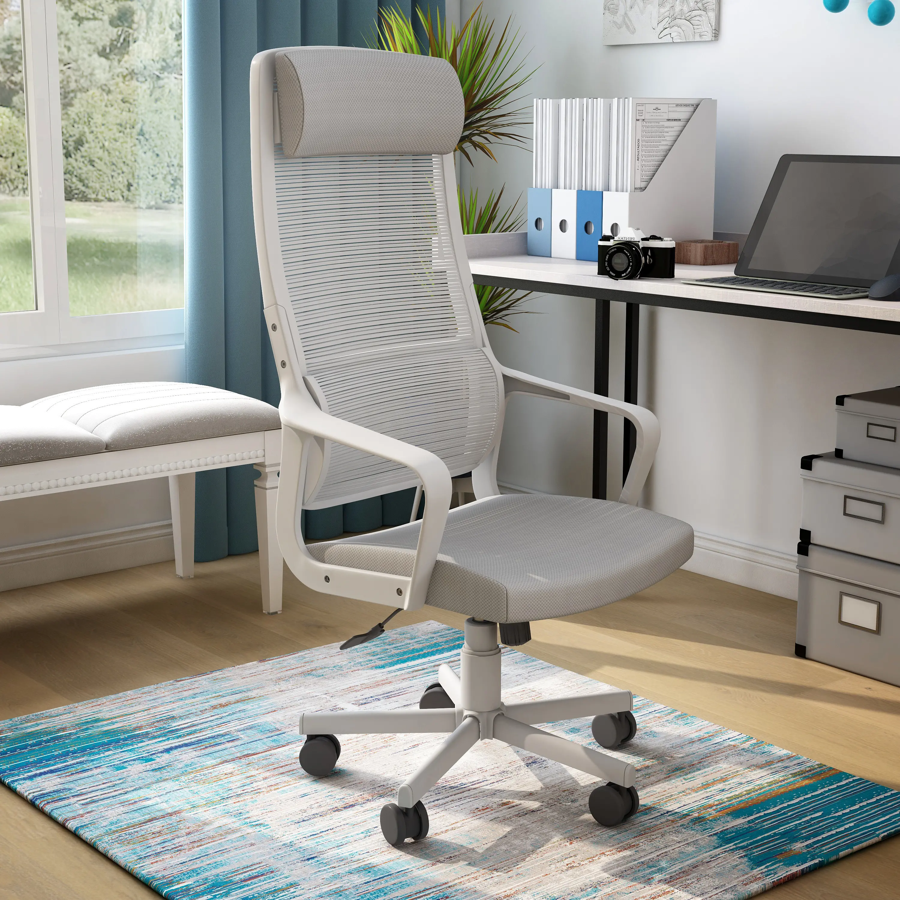 IDF-6030-GY Tilah Metal and Mesh Gray Adjustable Office Chair-2