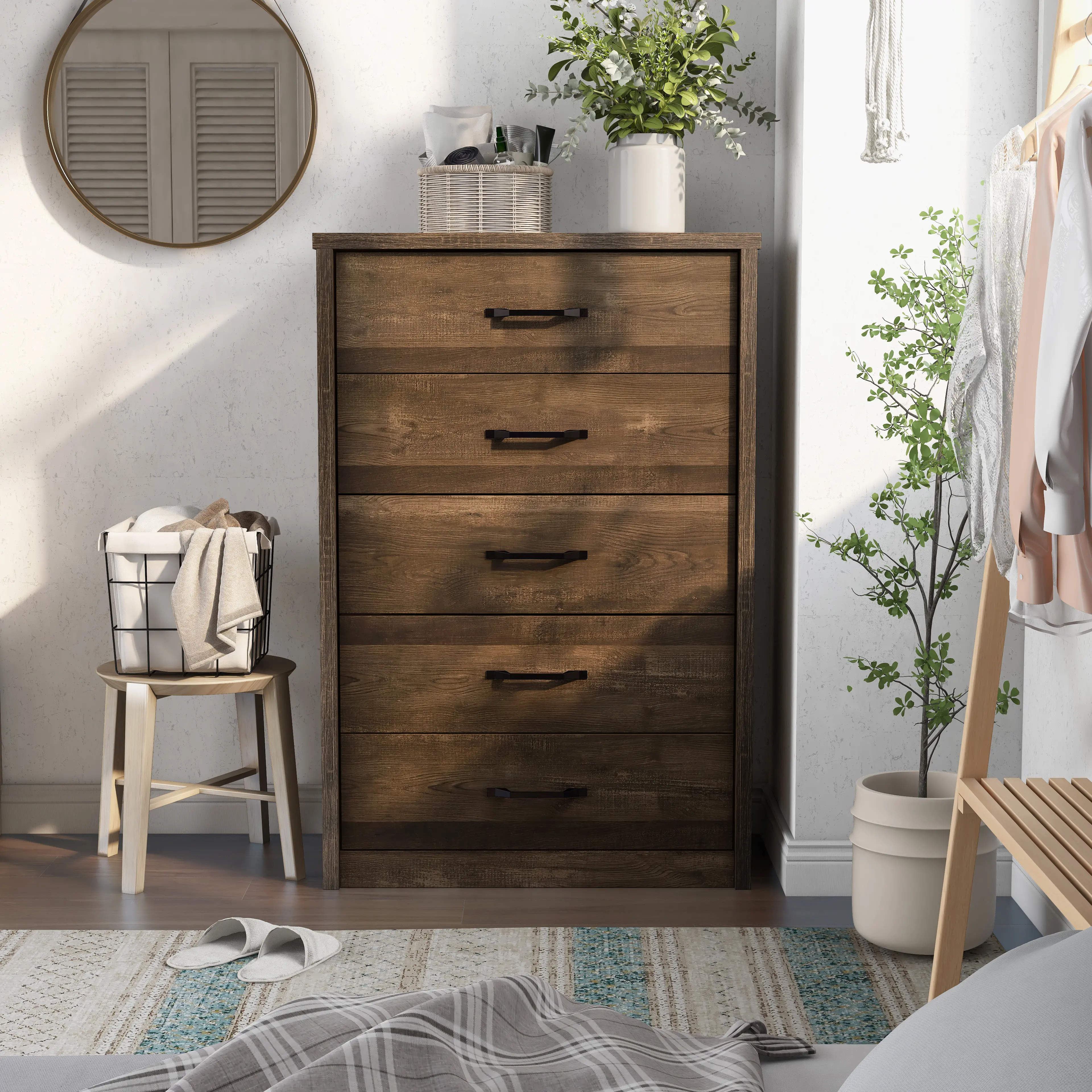 IDF-7124WN-C Kodo Walnut Brown Chest of Drawers-2