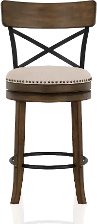 IDF-BR1855A-24 Shae Oak Brown Counter Height Swivel Stool, Set of 2