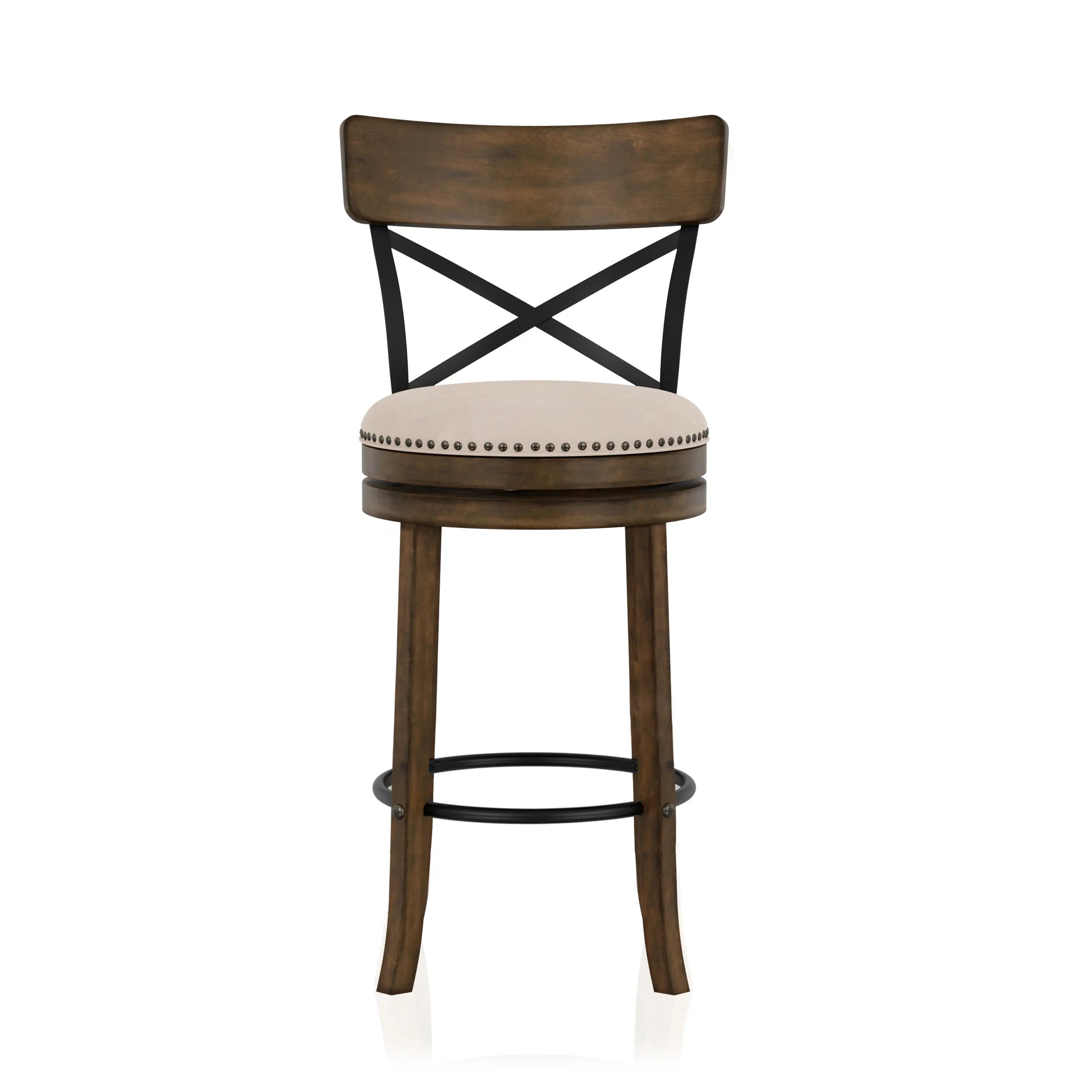 IDF-BR1855A-29 Shae Oak Brown Swivel Bar Stool, Set of 2-2
