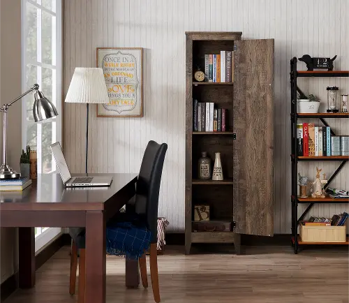 ゆみ　 VITRINI(Rio brown) Rio 4-Door Accent Cabinet, Gray - Steve Silver Company