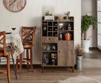 HFW-18700C21 Alzon Walnut Brown Multi-Storage Wine Rack