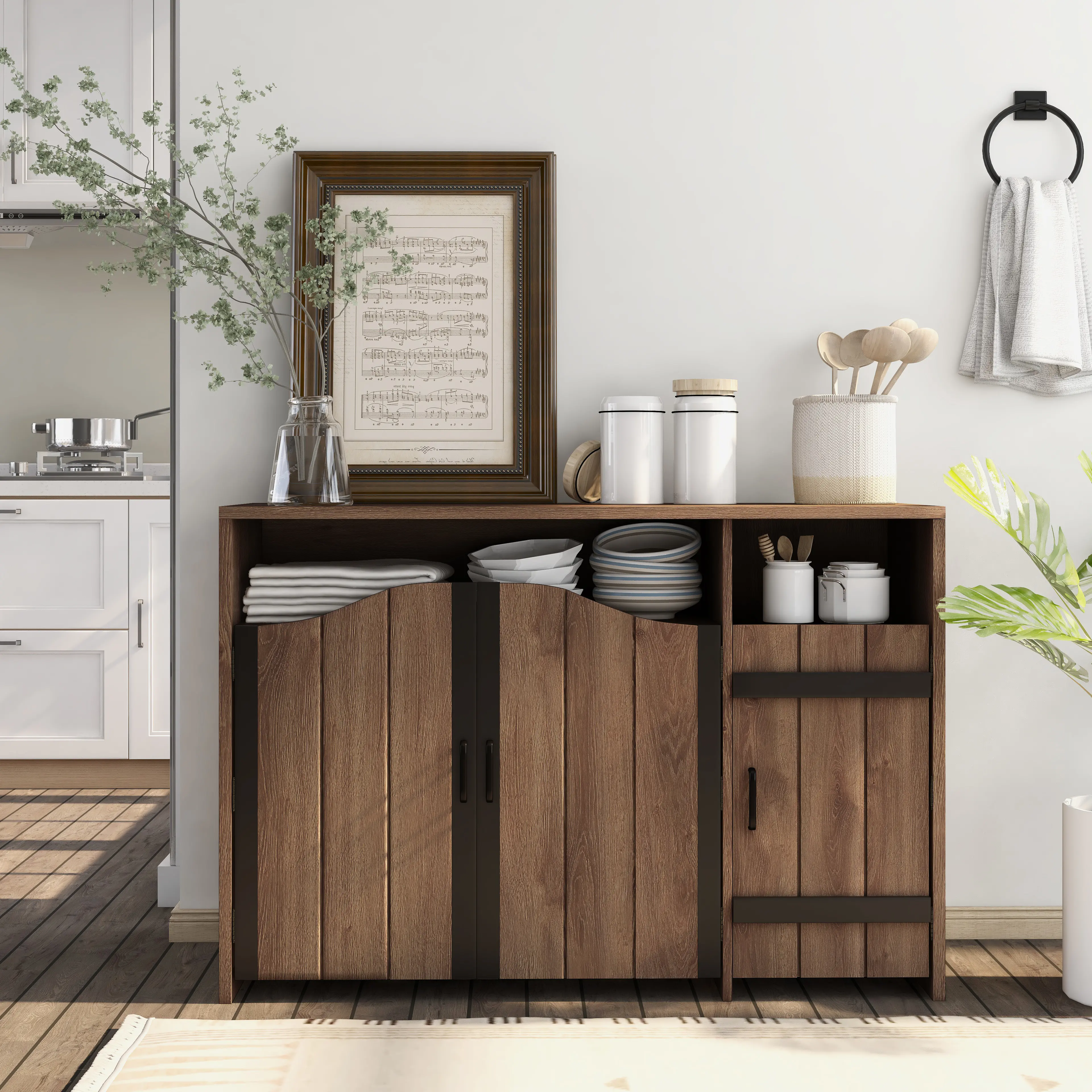HFW-1870C21 Helen Distressed Walnut Dining Buffet-2