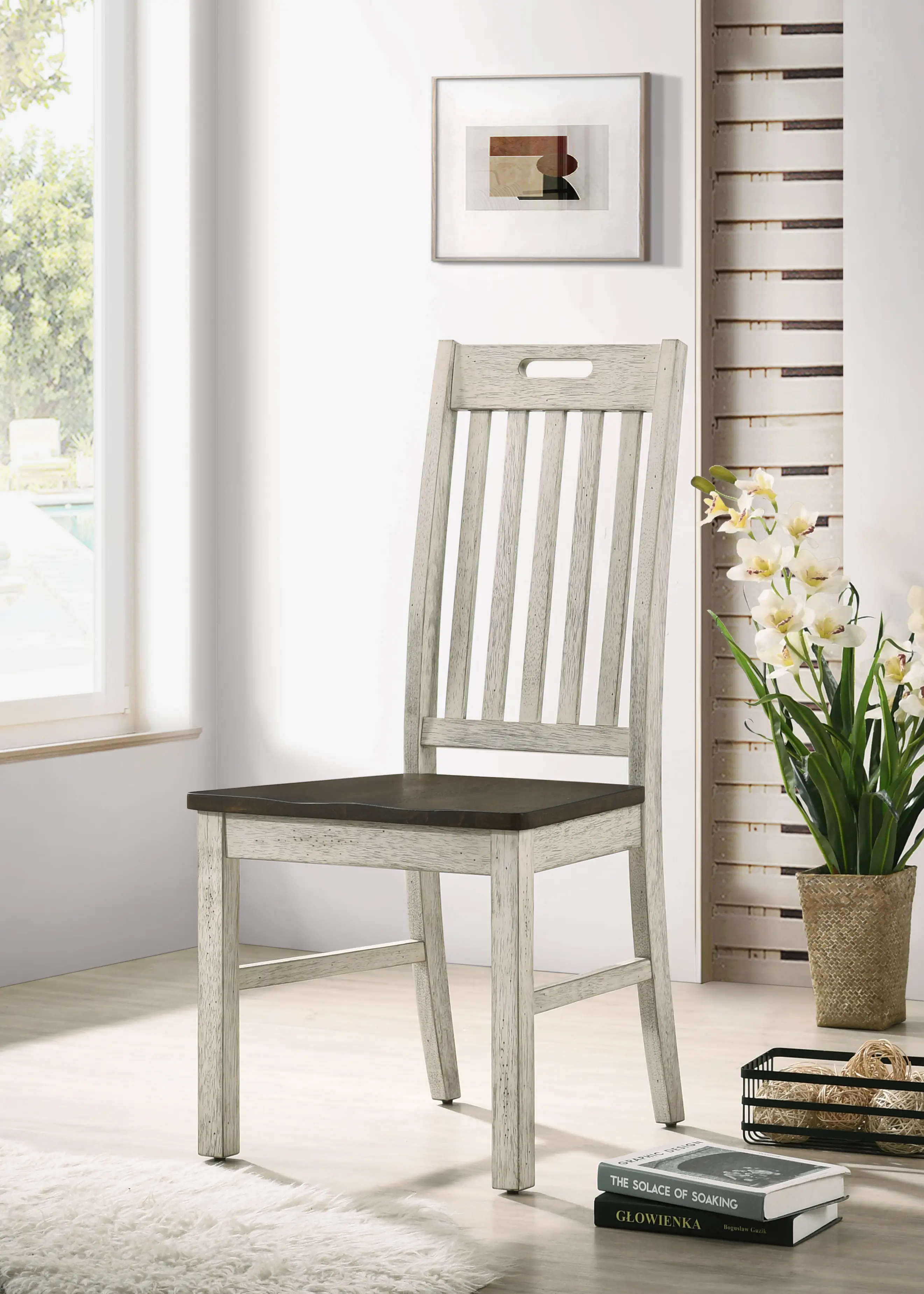 IDF-3184SC Kadda Antique White Dining Chair, Set of 2-2