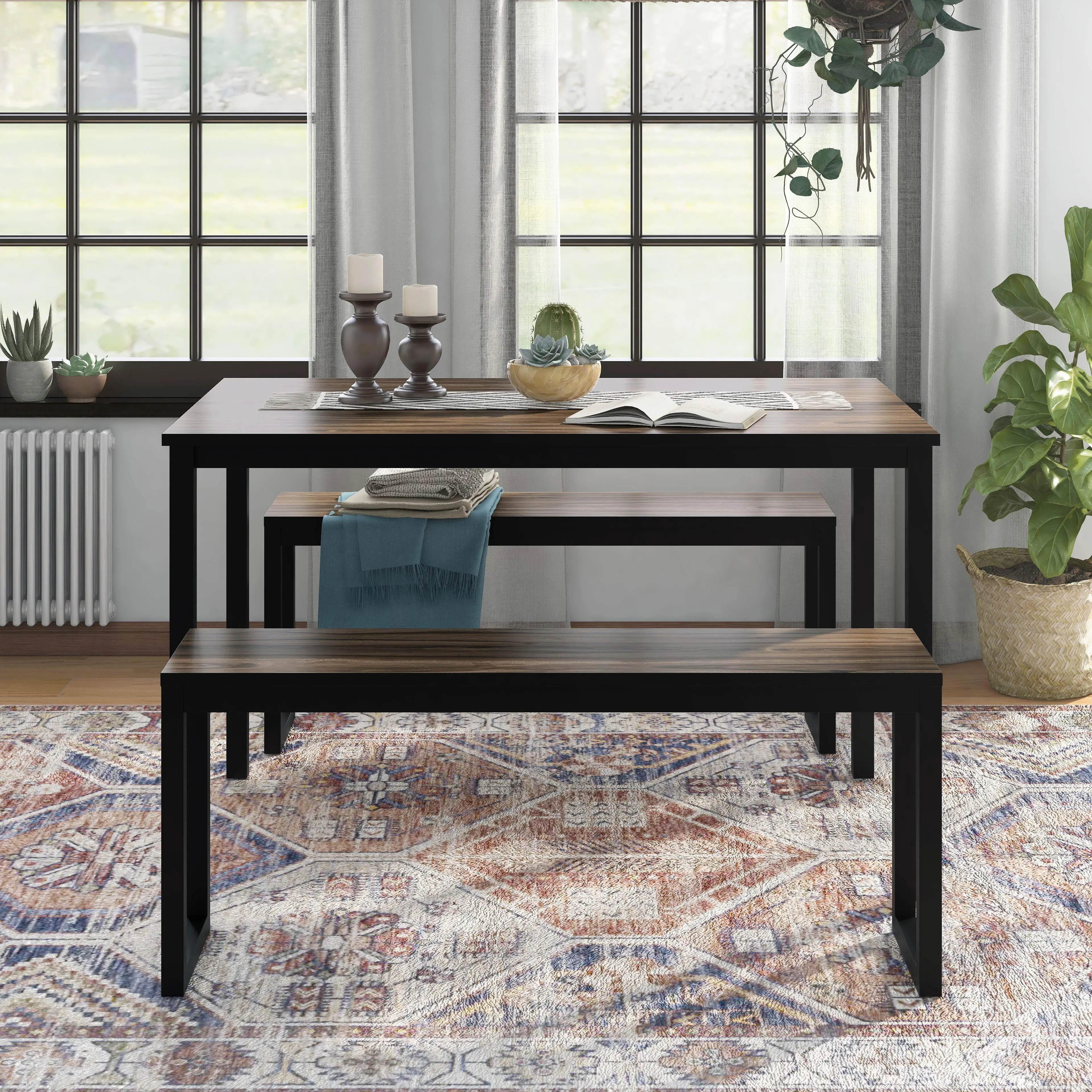 IDF3202A-T-3PK Caritina Walnut Brown 3 Piece Counter Height Dining Set-4