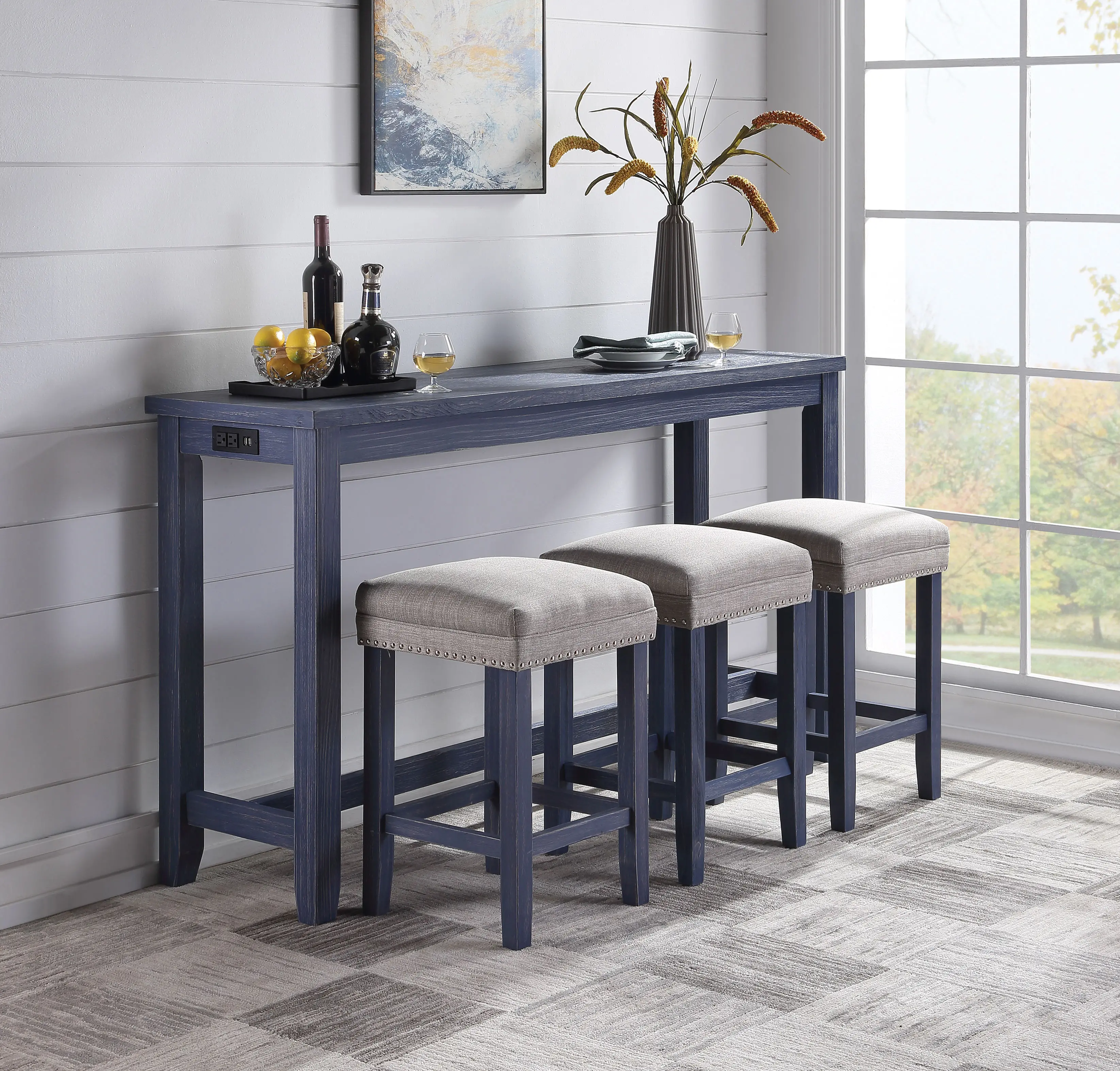 IDF-3474BL-PT-4PK Sabana Blue 4 Piece Counter Height Dining Set-3