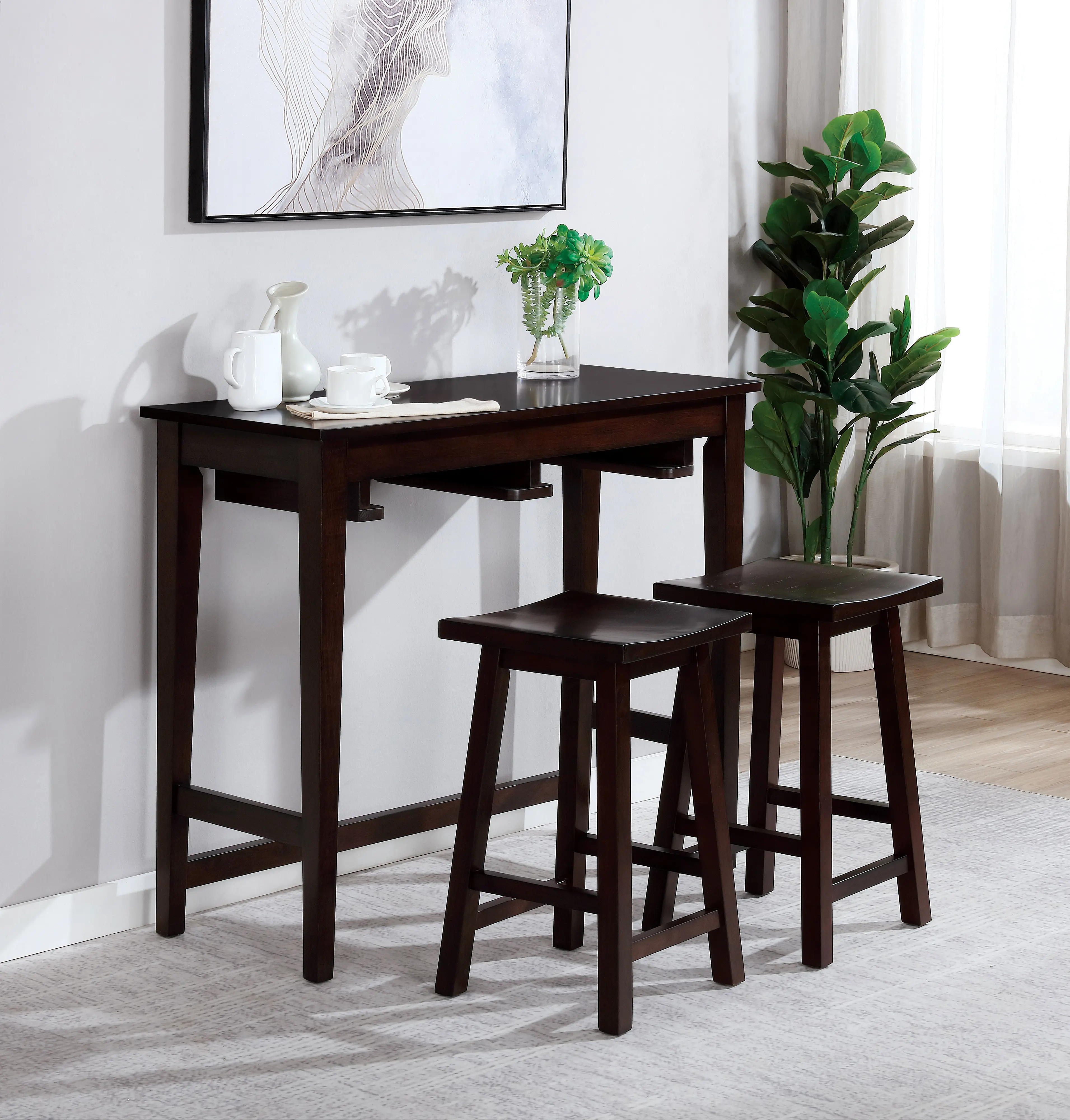 IDF3475EXPT3PK Elda Espresso Brown 3 Piece Counter Height Dining Set-2