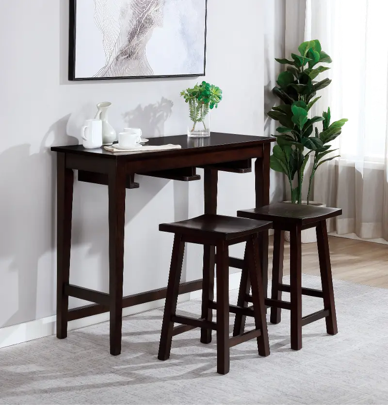 Elda Espresso Brown 3 Piece Counter Height Dining Set