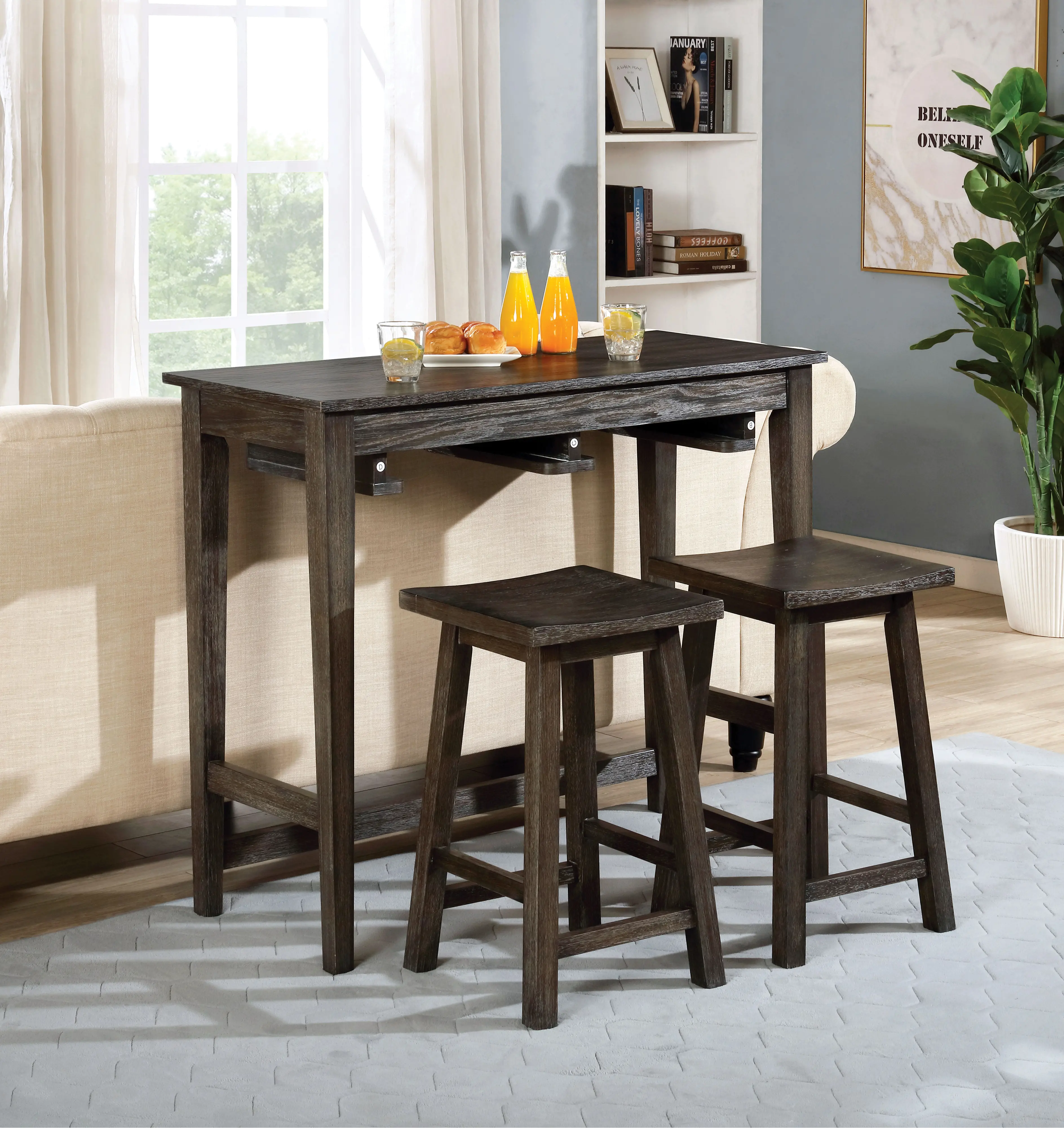 IDF3475GYPT3PK Elda Dark Gray 3 Piece Counter Height Dining Set-2