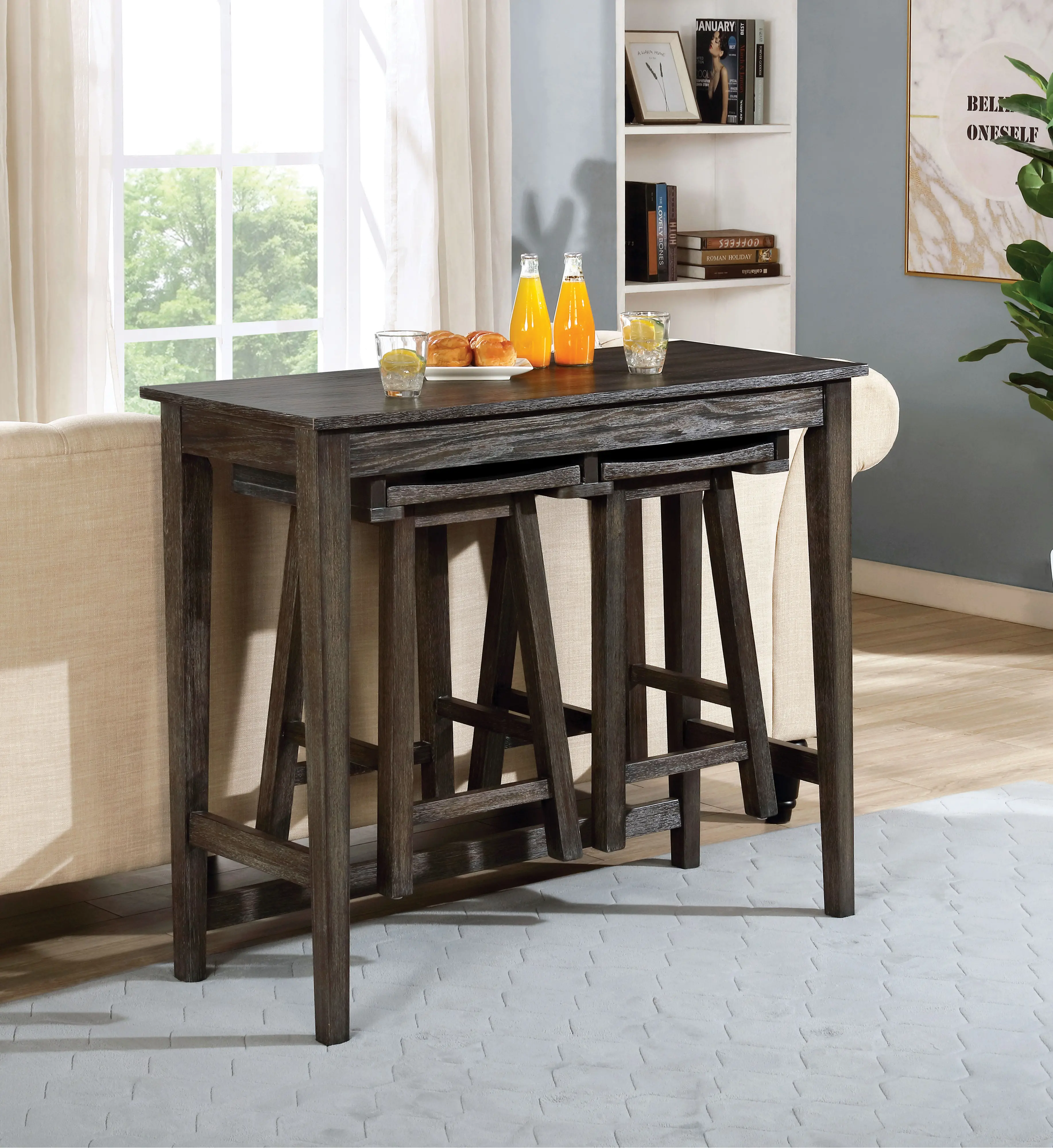 IDF3475GYPT3PK Elda Dark Gray 3 Piece Counter Height Dining Set-3