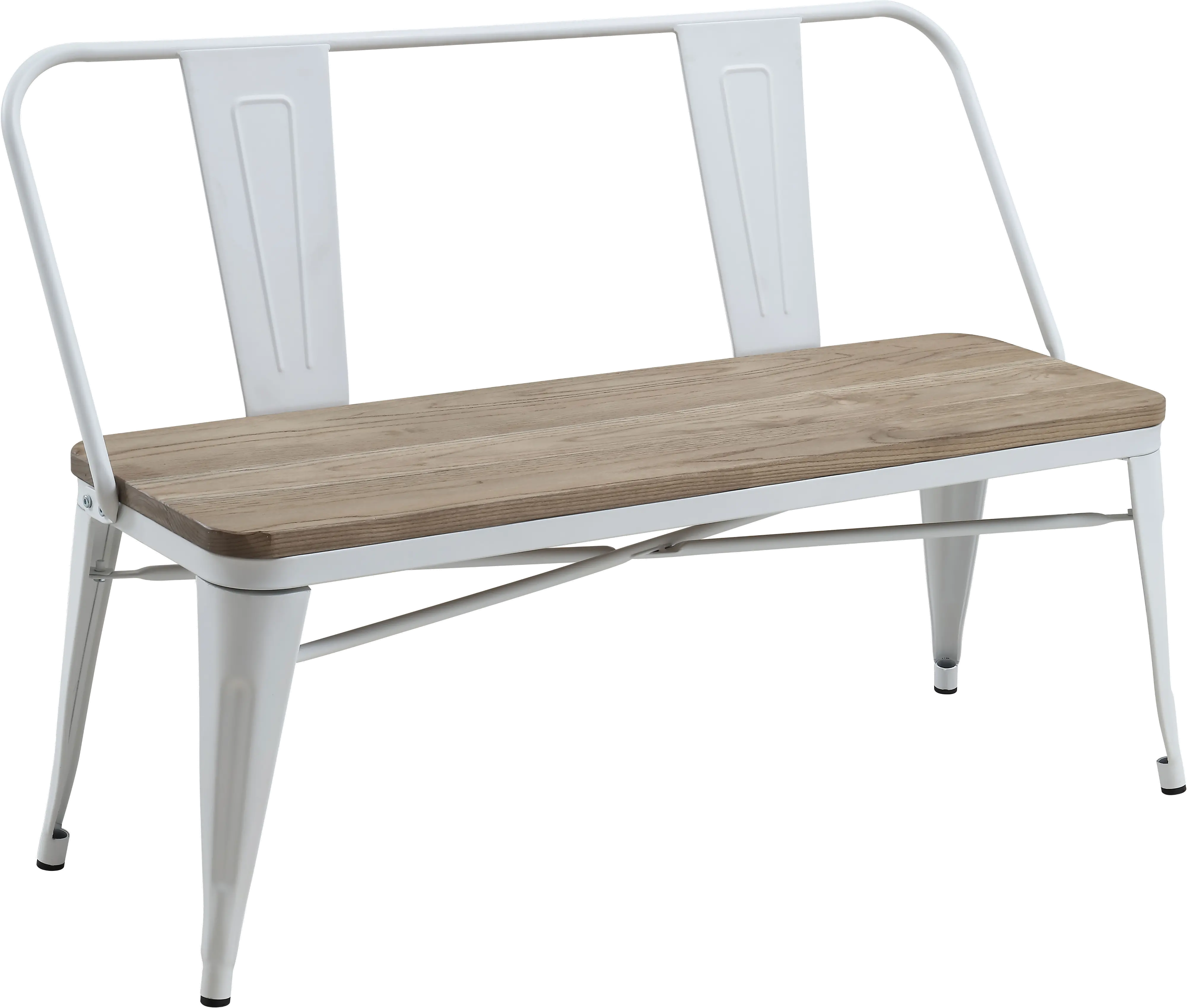 IDF-3529WH-BN Mayfield White Metal Dining Bench-1