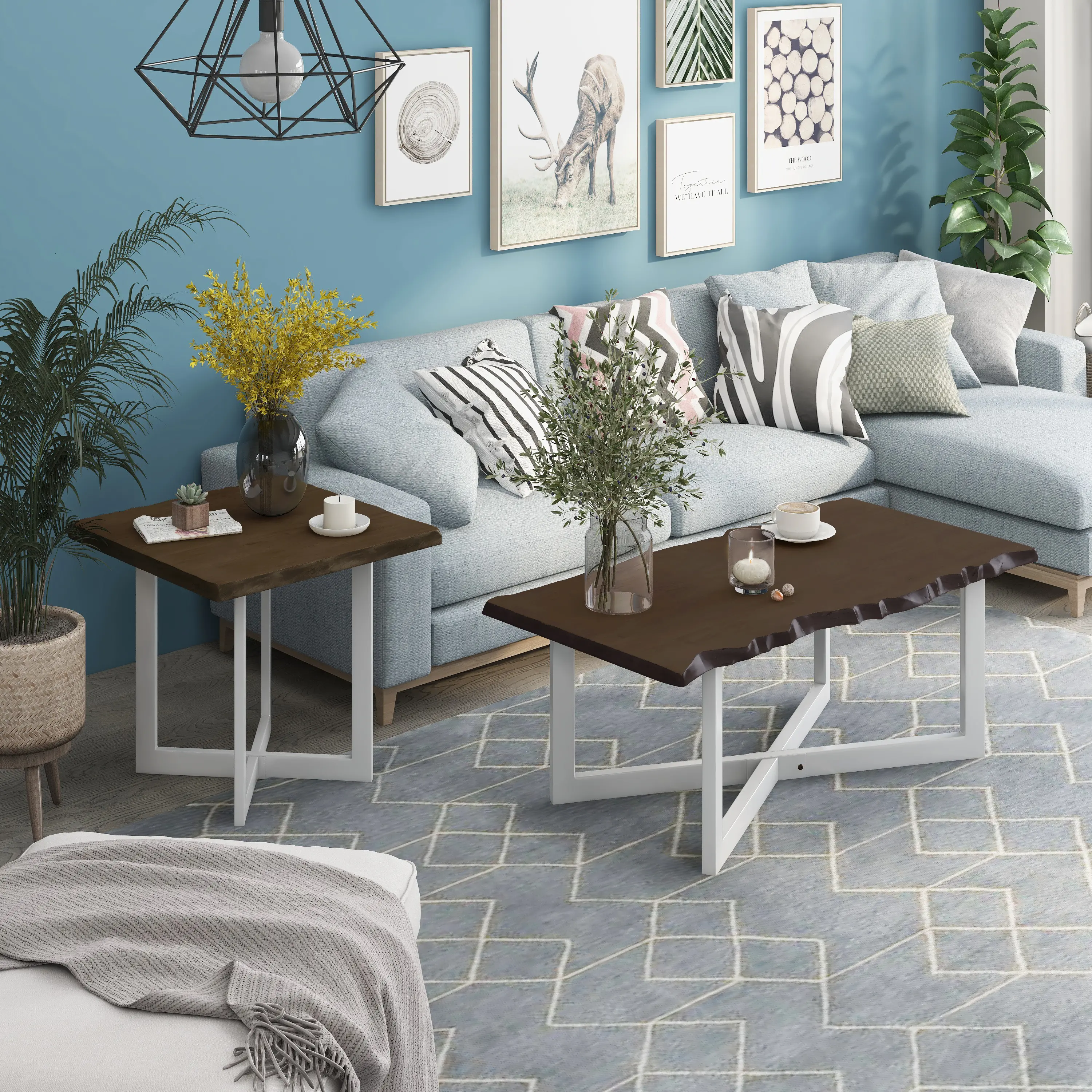 IDF-4141E Baletto Oak and White End Table-2