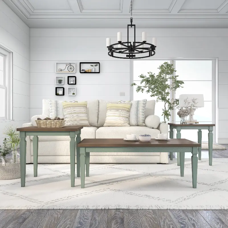 Condway Antique Blue 3 Piece Coffee Table Set