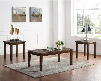 IDF-4389DK-3PK Korlyn Walnut Brown 3 Piece Coffee Table Set