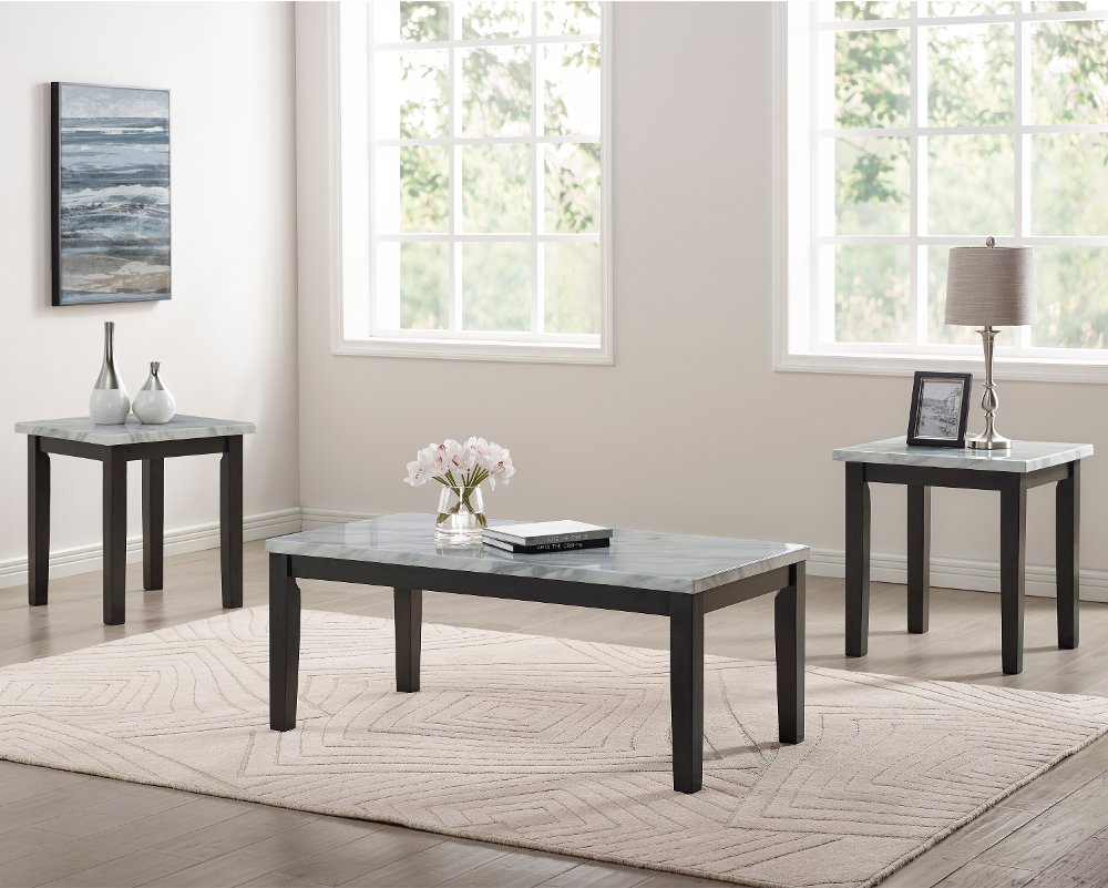 Korlyn White and Brown 3 Piece Coffee Table Set
