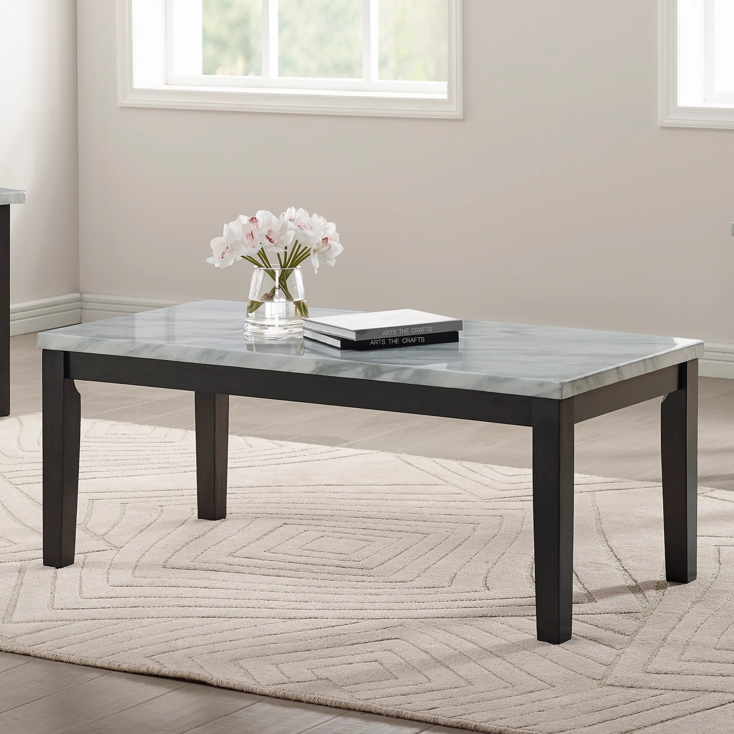 IDF-4389WH-3PK Korlyn White and Brown 3 Piece Coffee Table Set-2