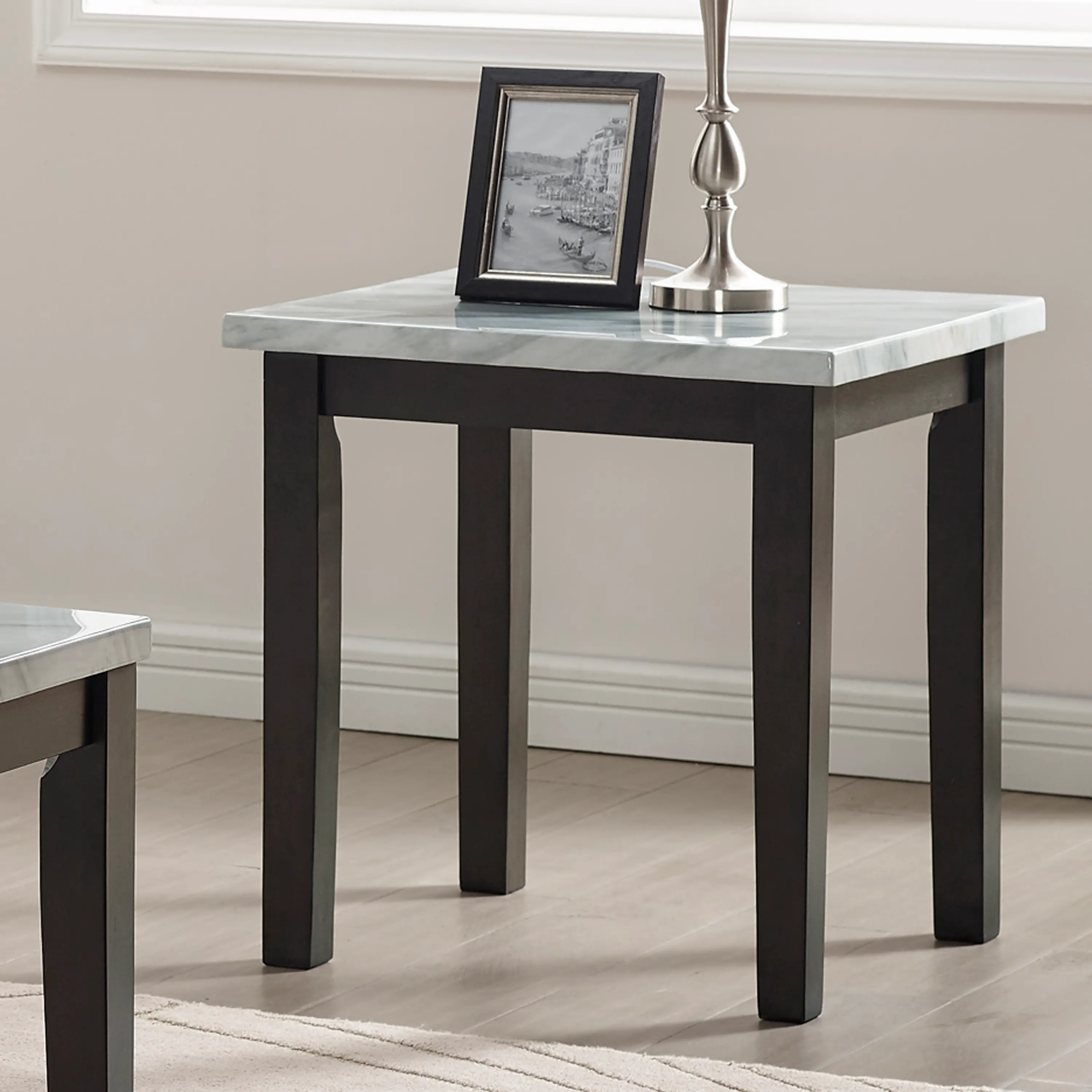 IDF-4389WH-3PK Korlyn White and Brown 3 Piece Coffee Table Set-3