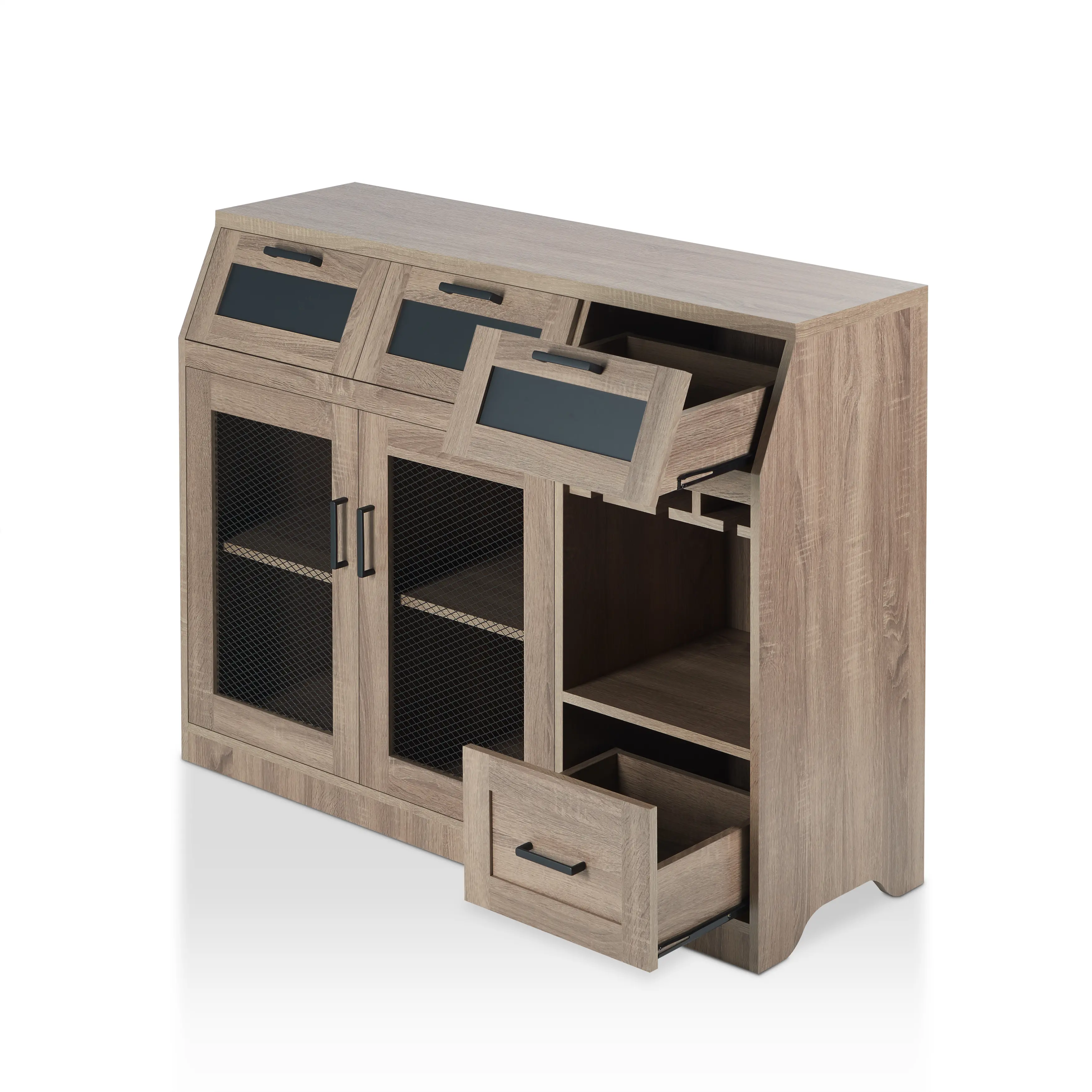 HFW-1675C13 Coffman Brown Buffet with Wine Storage-6