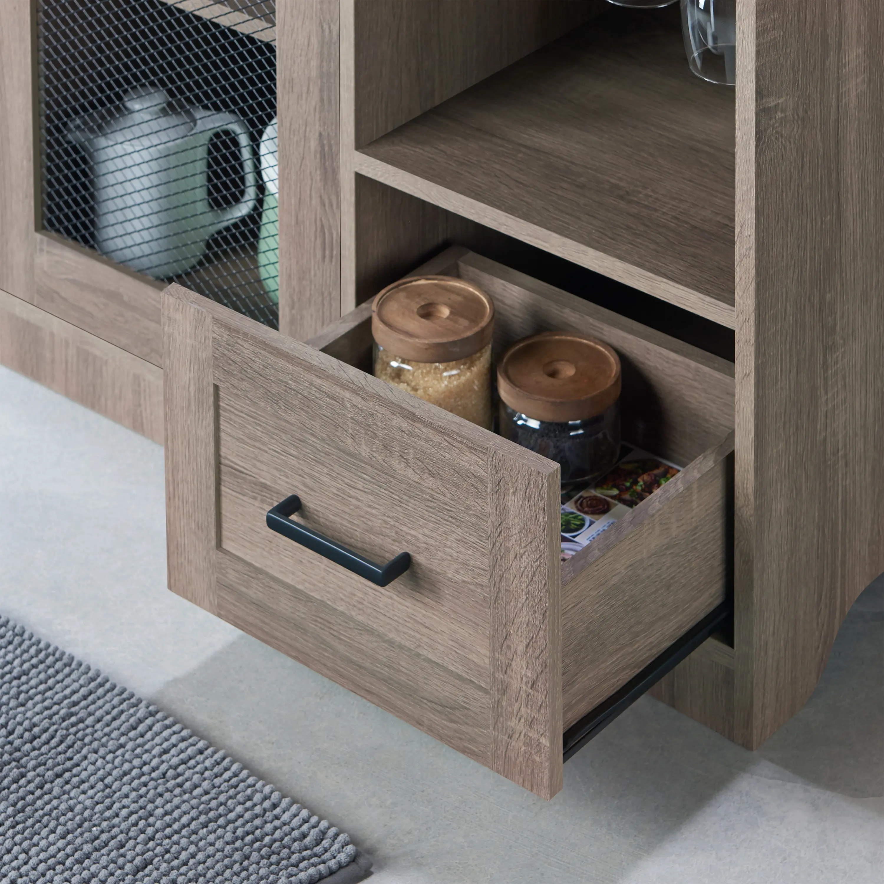 HFW-1675C13 Coffman Brown Buffet with Wine Storage-9
