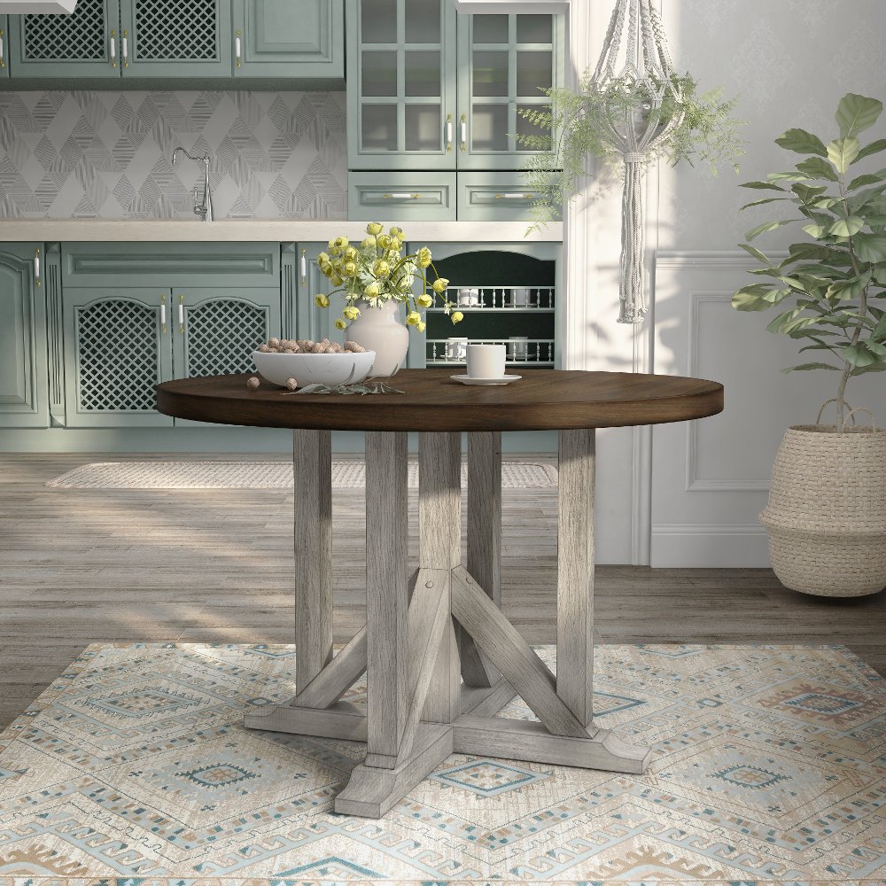Kadda Antique White Round Dining Table