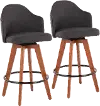 B26-AHOYUP2-Q WLCHAR2 Ahoy Swiveling Gray Counter Stool with Walnut Legs, Set of 2