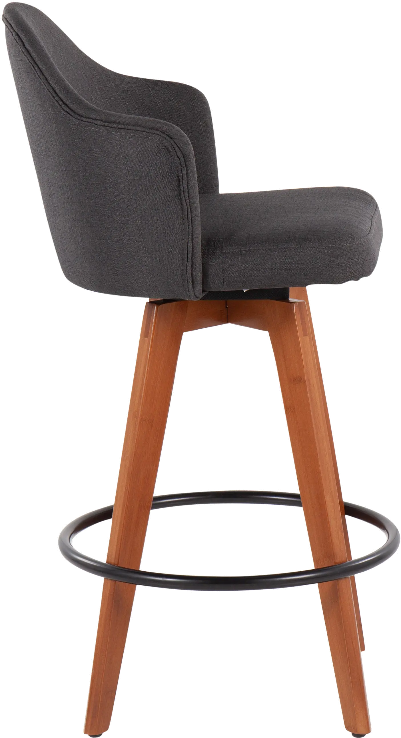 B26-AHOYUP2-Q WLCHAR2 Ahoy Swiveling Gray Counter Stool with Walnut Legs, Set of 2-4