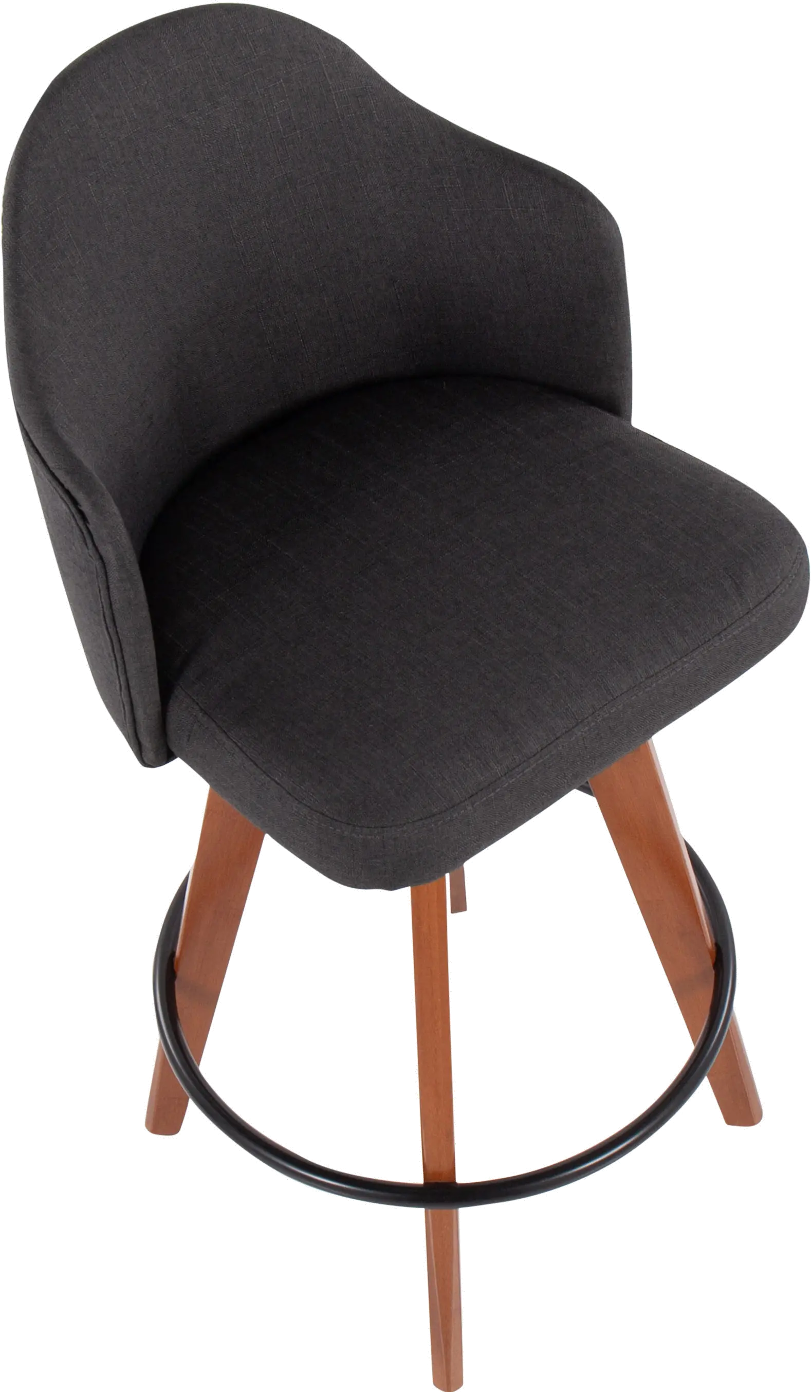 B26-AHOYUP2-Q WLCHAR2 Ahoy Swiveling Gray Counter Stool with Walnut Legs, Set of 2-6