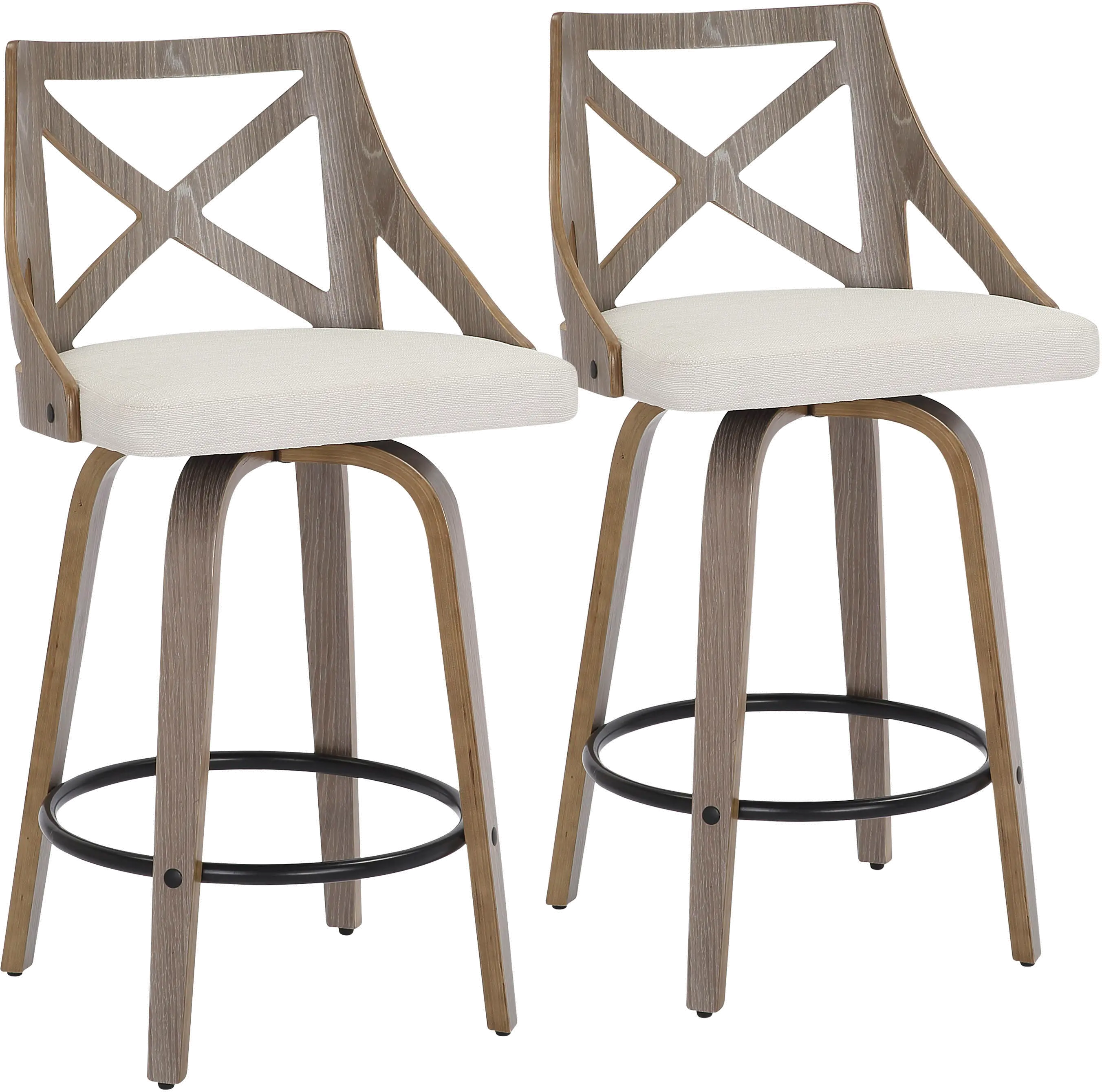 B26-CHARLOT LGYCR2 Charlotte Cream & Light Gray Wood Counter Stool, Set of 2-1