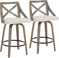 B26-CHARLOT LGYCR2 Charlotte Cream & Light Gray Wood Counter Stool, Set of 2