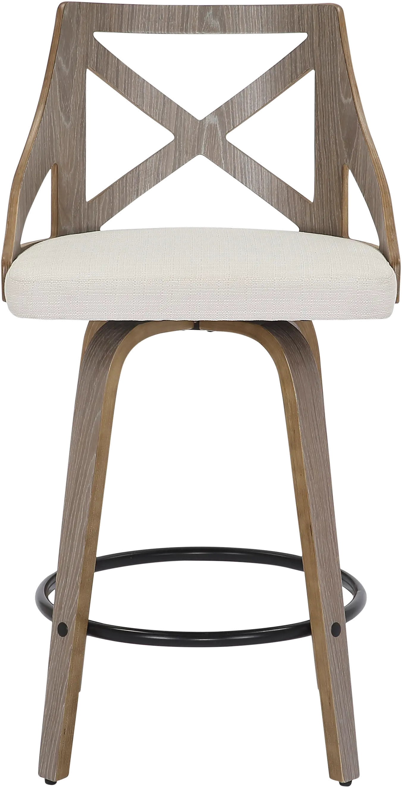 B26-CHARLOT LGYCR2 Charlotte Cream & Light Gray Wood Counter Stool, Set of 2-3