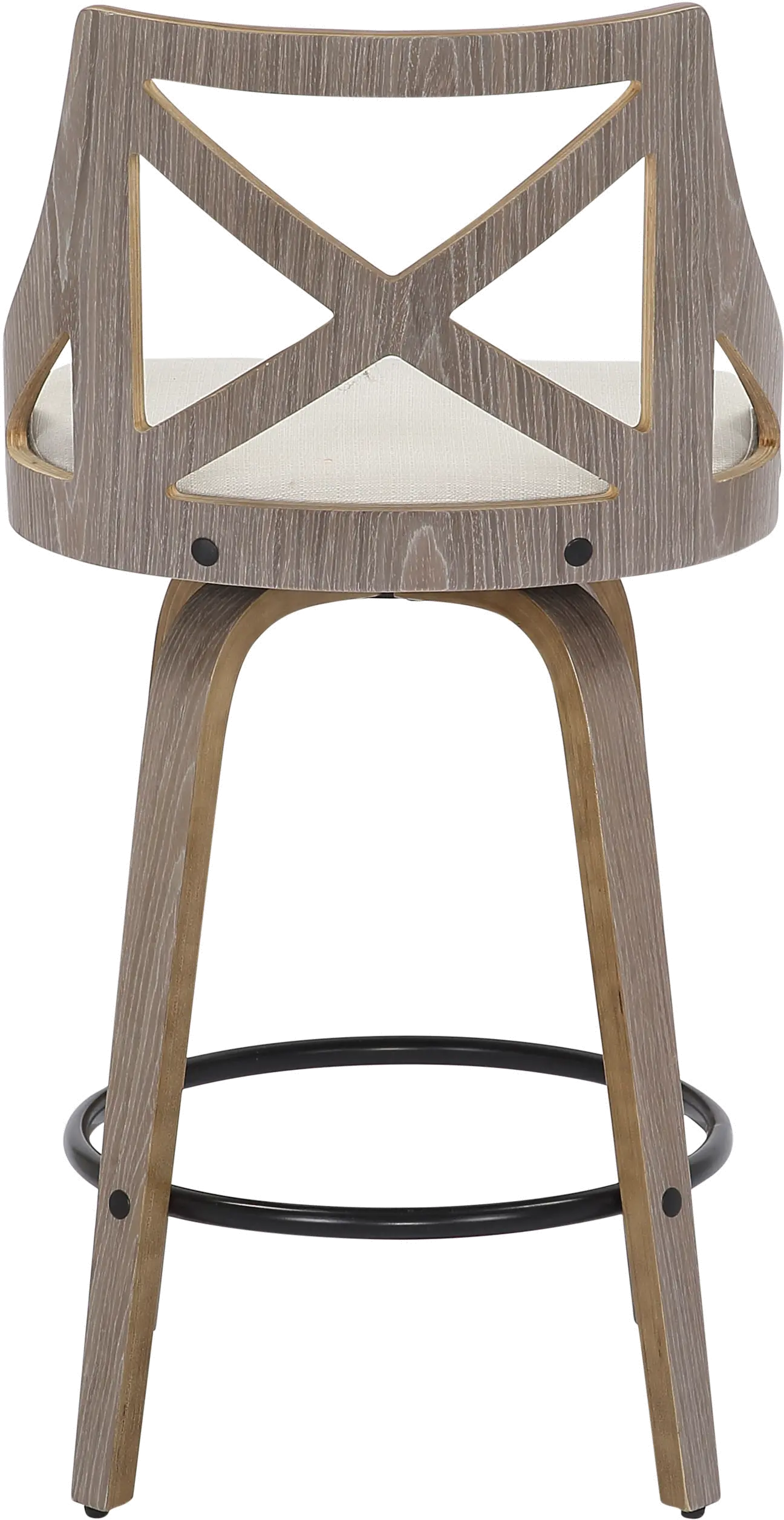 B26-CHARLOT LGYCR2 Charlotte Cream & Light Gray Wood Counter Stool, Set of 2-6