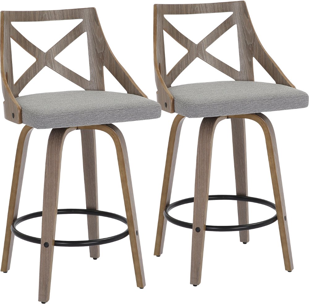 Charlotte Gray & Light Gray Wood Counter Stool Set of 2