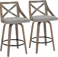 B26-CHARLOT LGYGY2 Charlotte Gray & Light Gray Wood Counter Stool, Set of 2