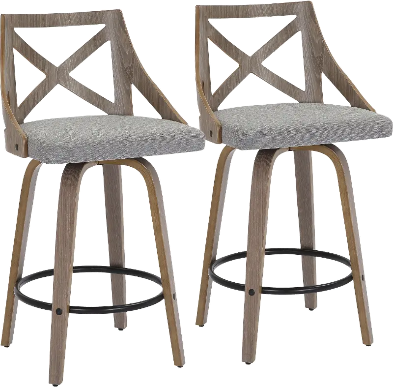 Charlotte Gray & Light Gray Wood Counter Stool, Set of 2