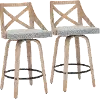B26-CHARLOT WWLGY2 Charlotte Gray & White-Washed Wood Counter Stool, Set of 2