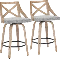B26-CHARLOT WWLGY2 Charlotte Gray & White-Washed Wood Counter Stool, Set of 2