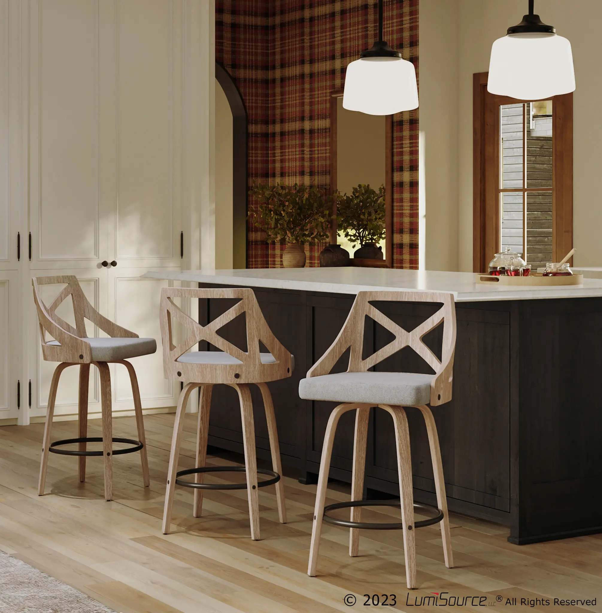 B26-CHARLOT WWLGY2 Charlotte Gray & White-Washed Wood Counter Stool, Set of 2-2