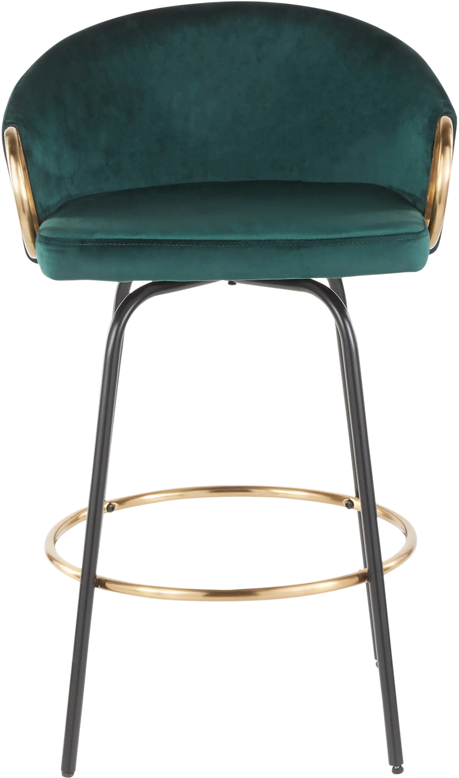 B26-CLAIRE2-SWVG BKVGN2 Claire Glam Gold & Emerald Velvet Barstool Stool, Set of 2-3